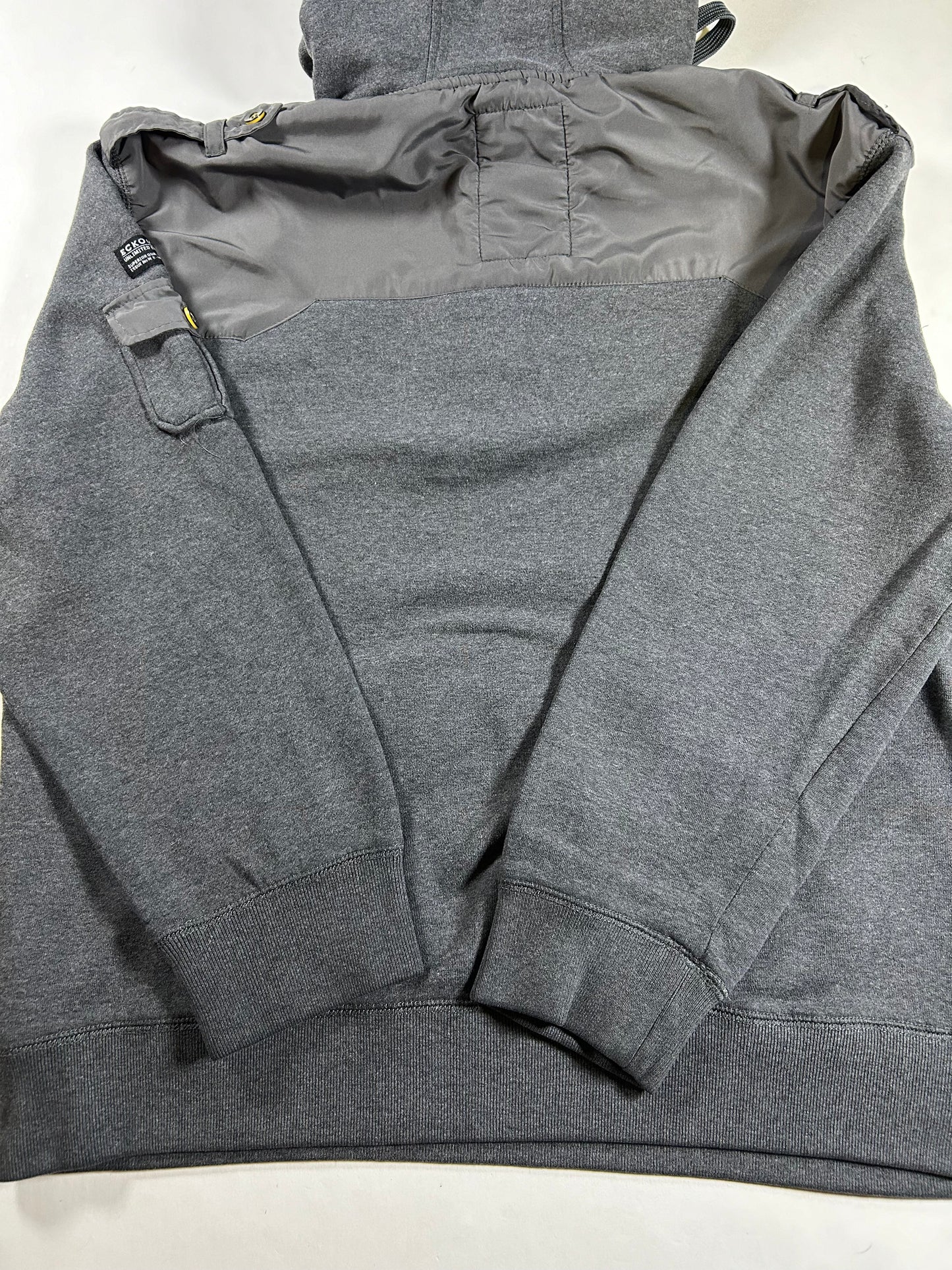 Vintage Eckō Unltd. Raw & Uncut Hooded Sweatshirt Gray Y2K Size Large 24.25x27