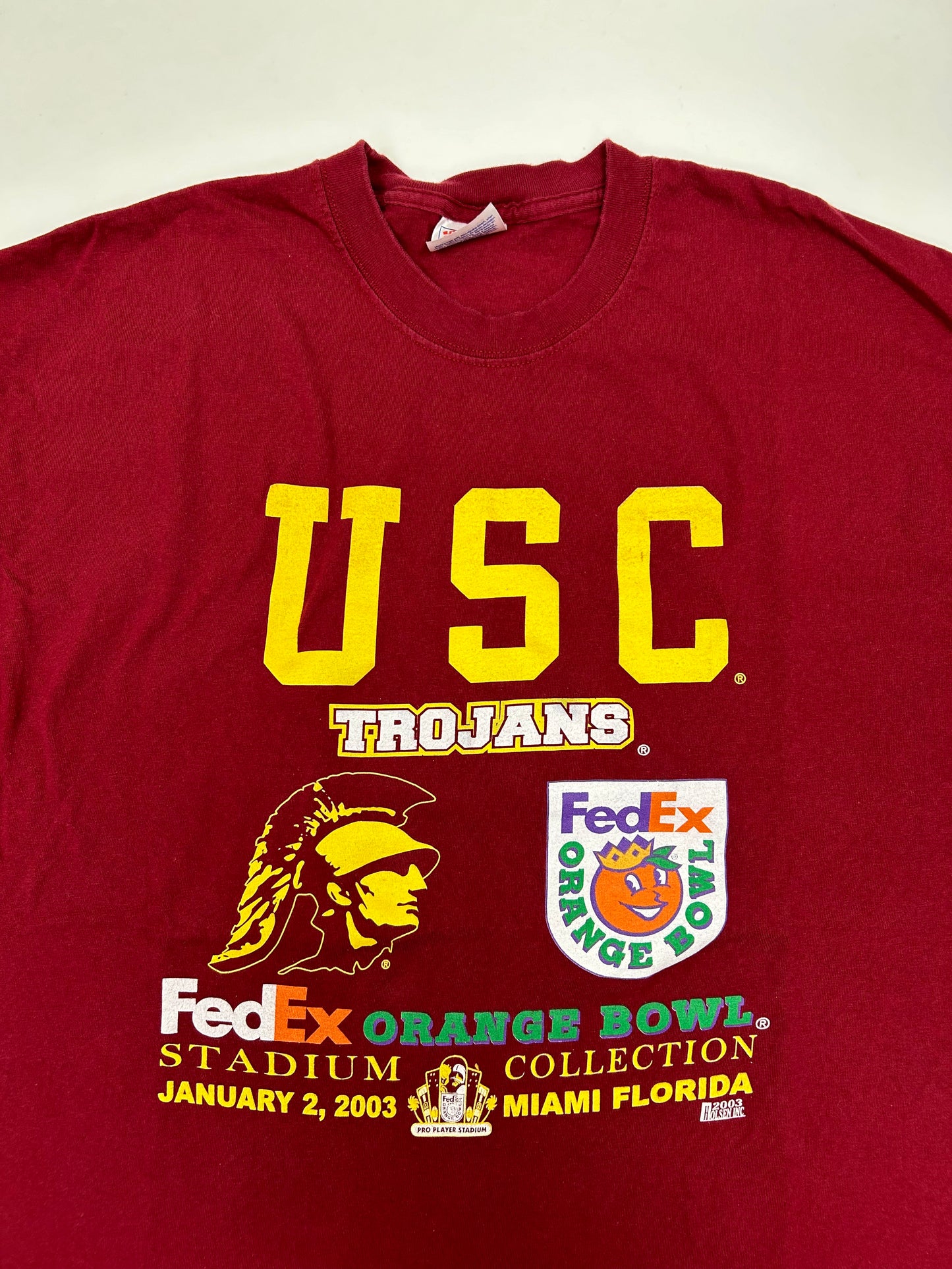 Vintage USC Trojans 2003 FedEx Orange Bowl Championship College Football Tee XL.