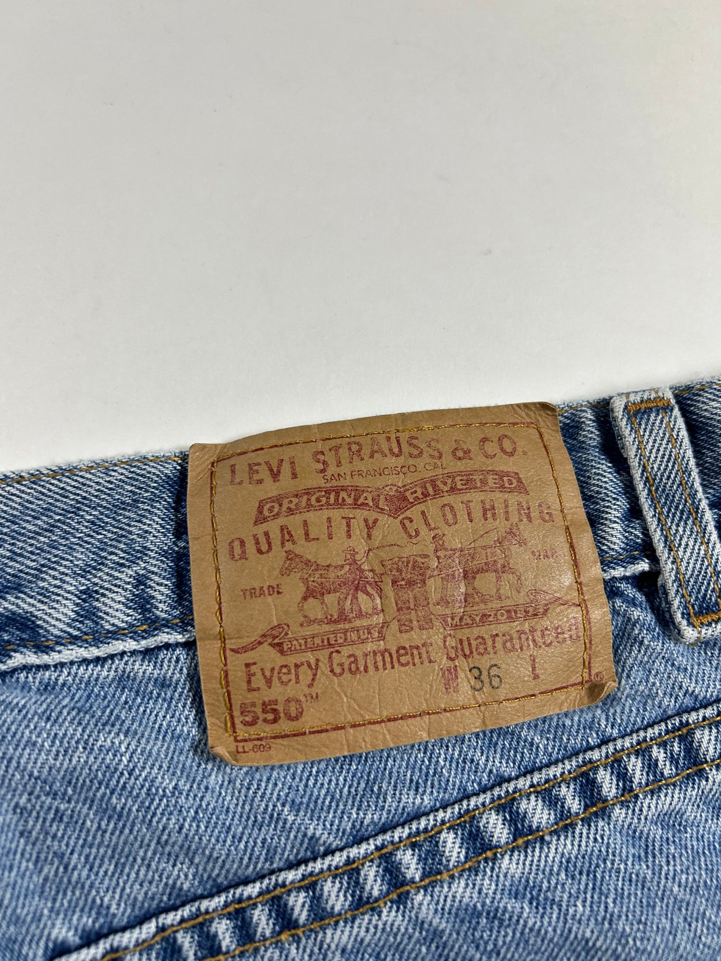 Vintage Levi's 550 USA Denim Blue Jean Shorts Relaxed Fit 36 18.5x21.75 Inches 100% Cotton
