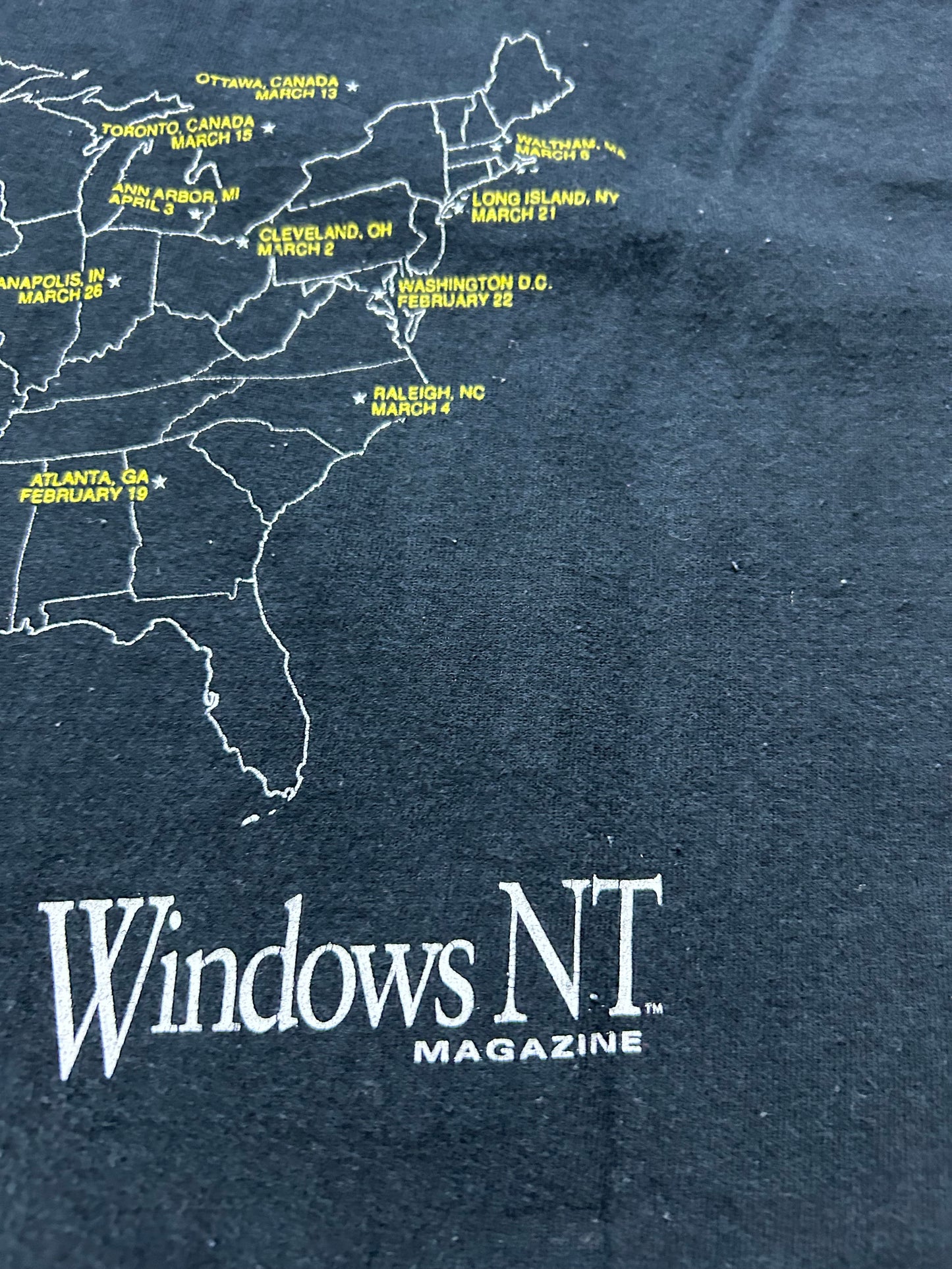 Vintage 1996 Microsoft Windows NT 4.0 Tour I Saw It First Computer Software Promo Tee XL 23x31.5 Inches As Is Has Pulleys