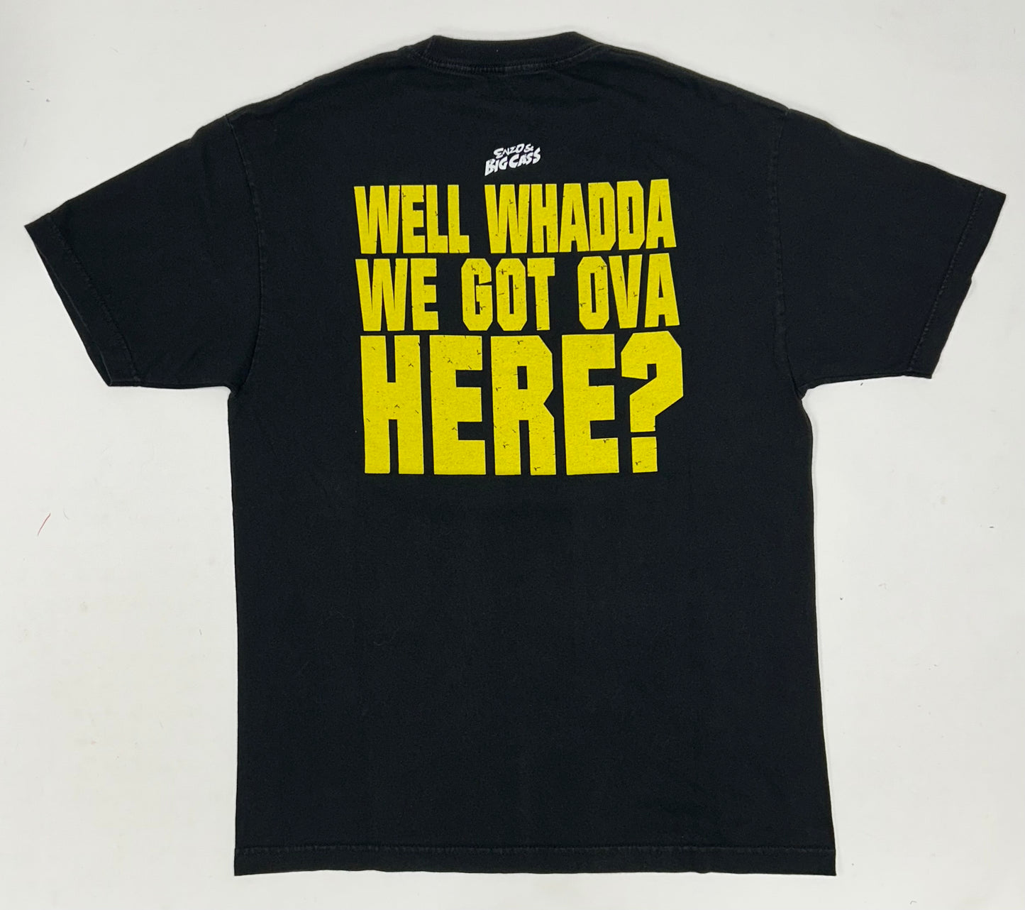 WWE Authentic Enzo Amore Big Cass Cuppa Haters Black T-Shirt Double Sided Large 21.25x