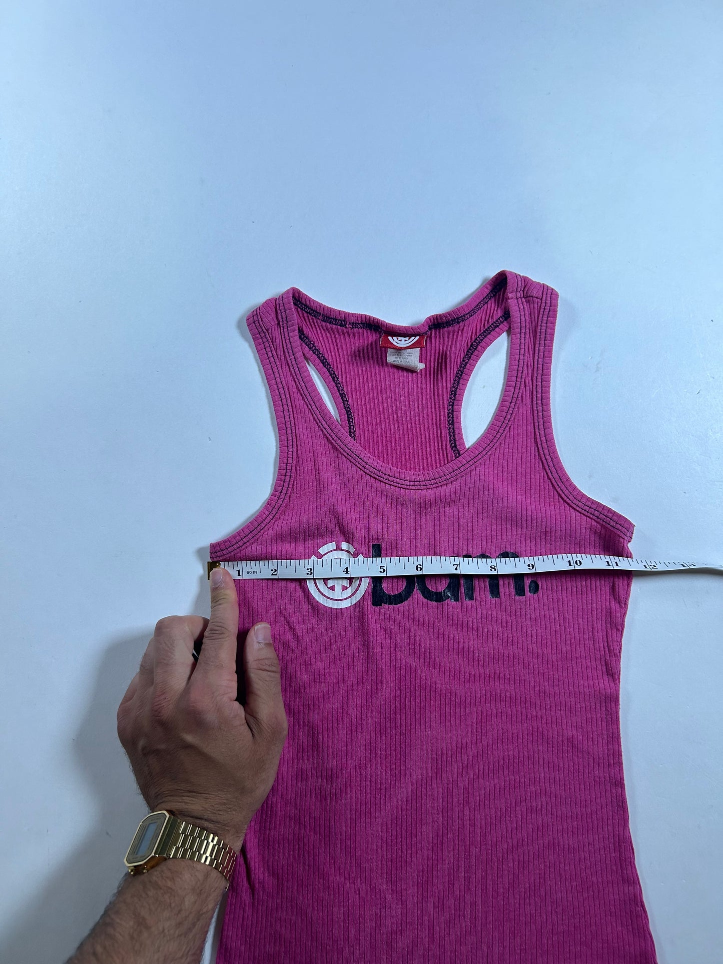 Vintage Bam Margera Element Skateboards Racerback Tank Top Hot Pink 11.5x20.5 Inches