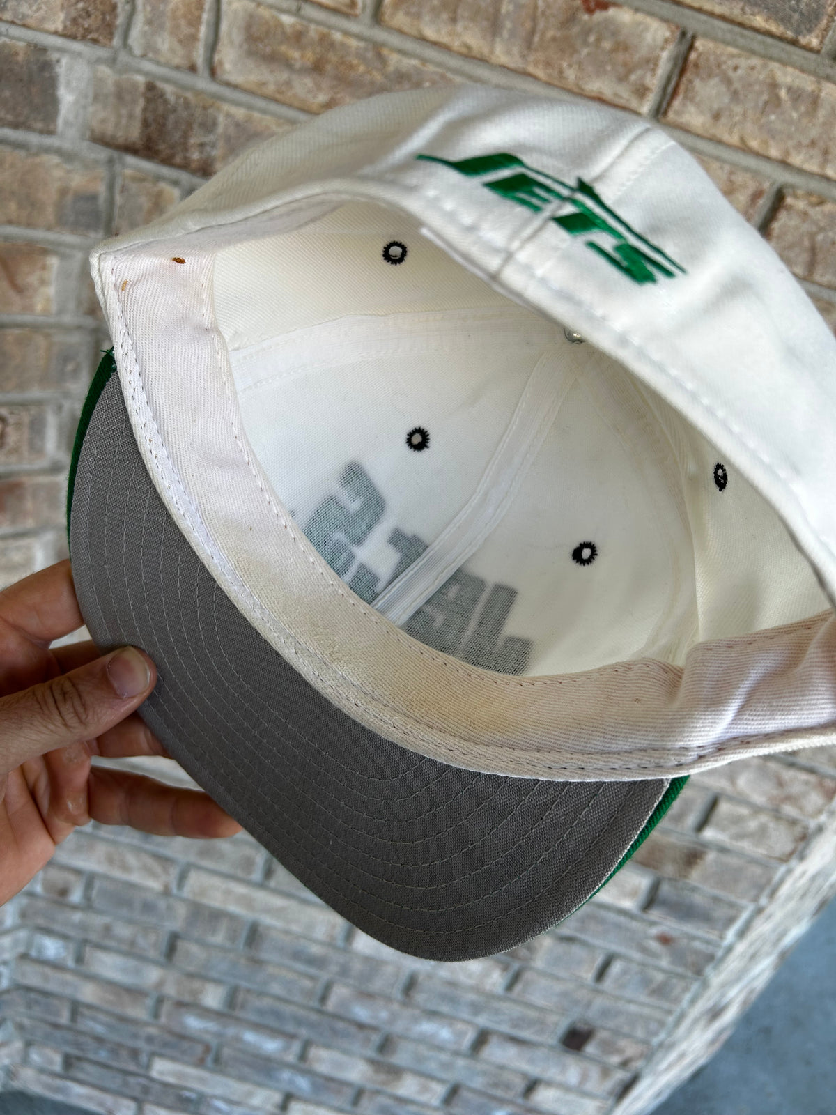 Vintage New York Jets Logo Spell Out NFL Fitted Hat 7 1/8 Double Logo Annco USA