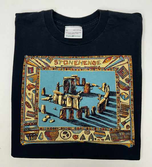 Vintage Stonehenge Graphic English Heritage T-shirt Size XL 23.75x28.5 Inches Black Art Shirt