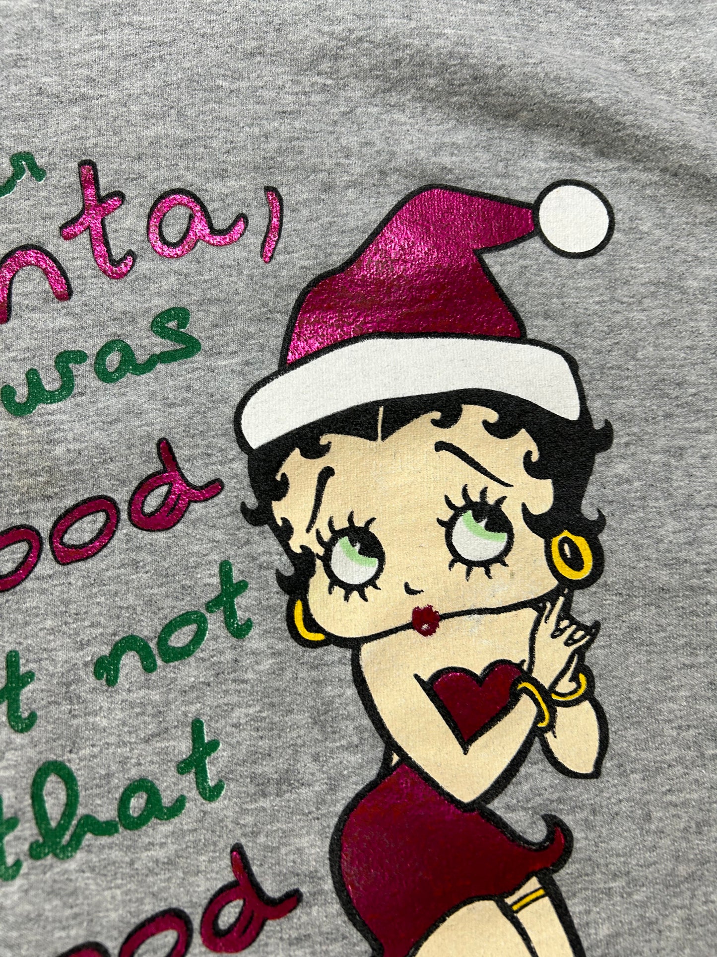 Vintage 2004 Betty Boop Dear Santa Christmas Holiday Crewneck Sweatshirt Large/Medium Fit 23.25x27.25 Inches As Is