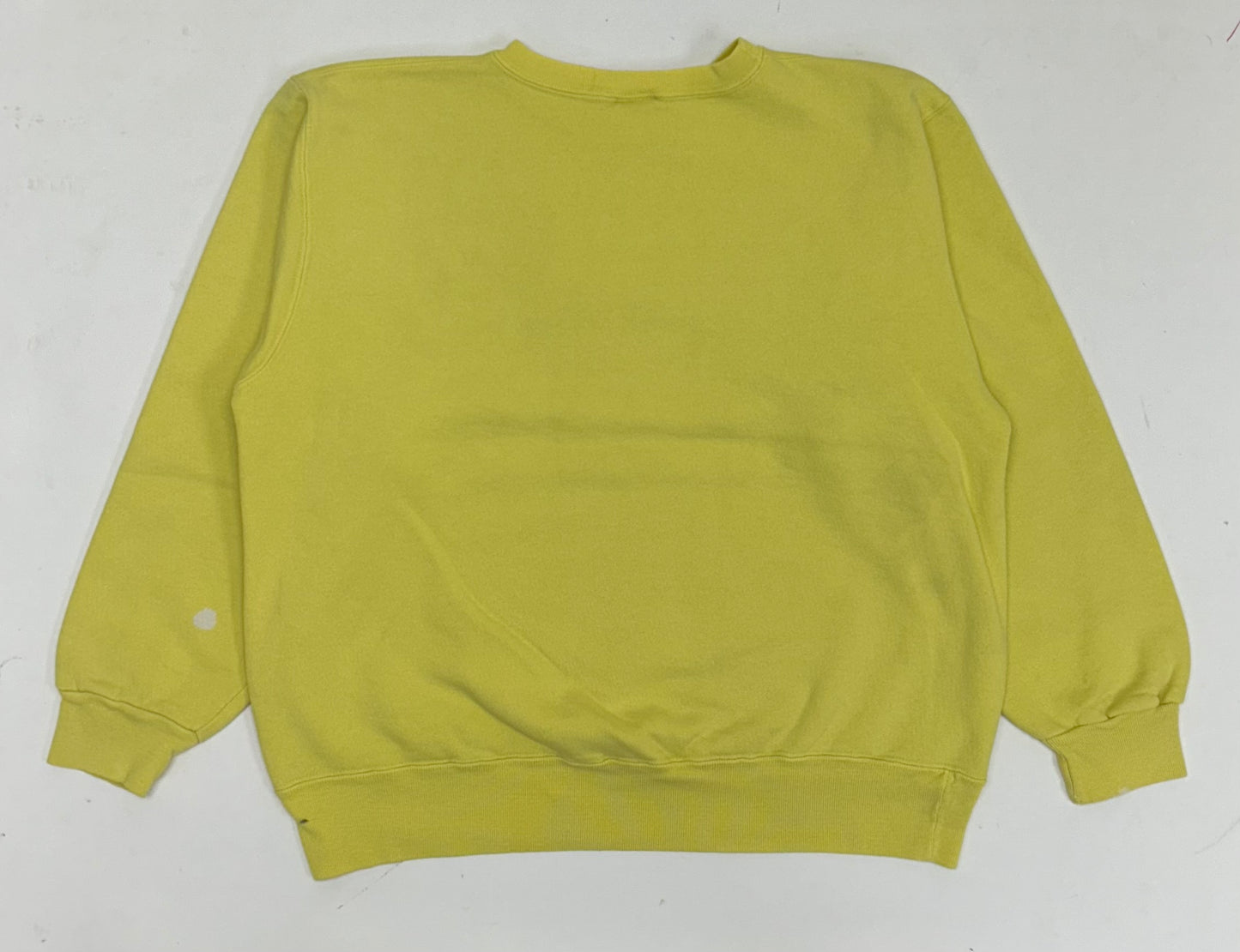 Vintage Champion Chest Script Logo Crewneck Sweatshirt Worn In Well Yellow USA Boxy Fit M/L 24.5x25 Inches As Is