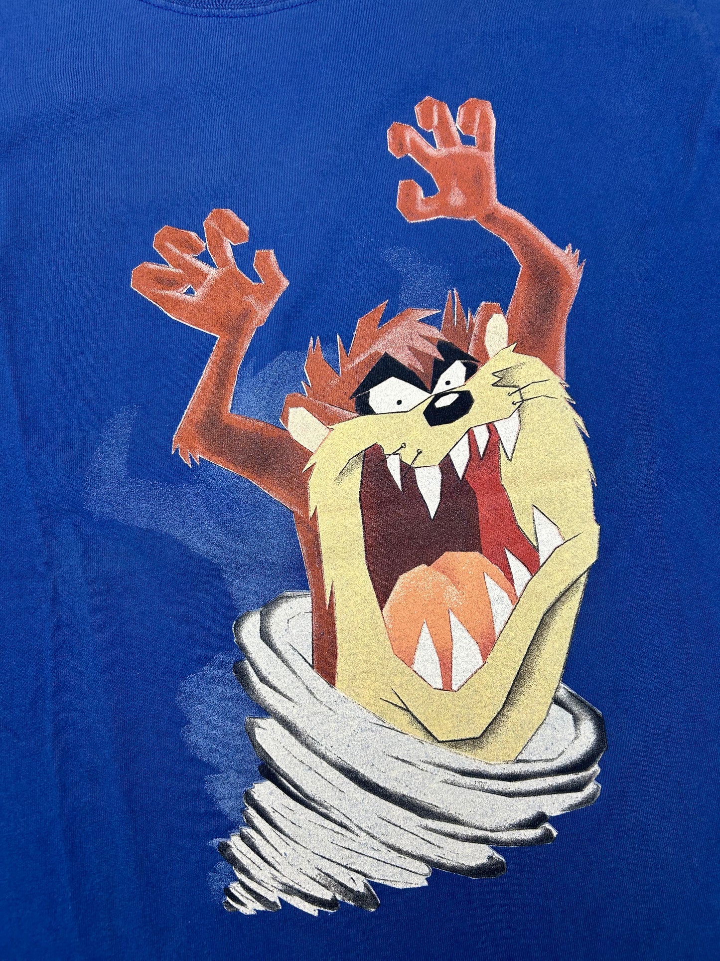 Vintage 1996 Warner Bros. Studio Store Tasmania Devil Taz Graphic Tee Large 21.25x29 Inches Blue