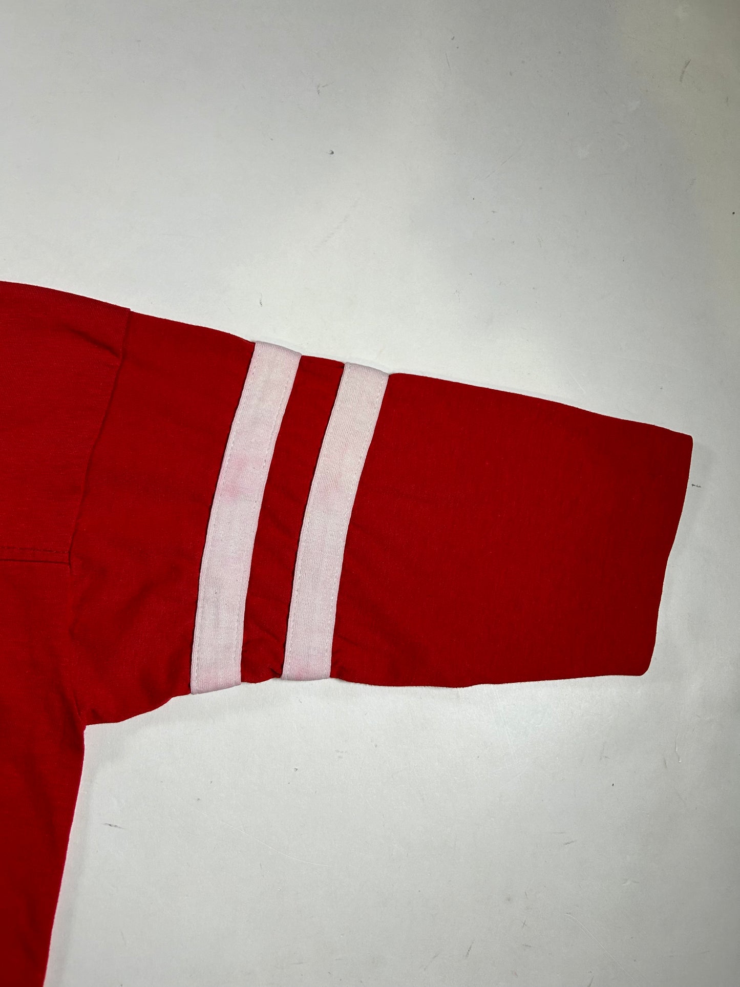 Vintage University of Maryland College Red 3/4 Sleeve Tee Velva Sheen 80s 18.5x25 Inches