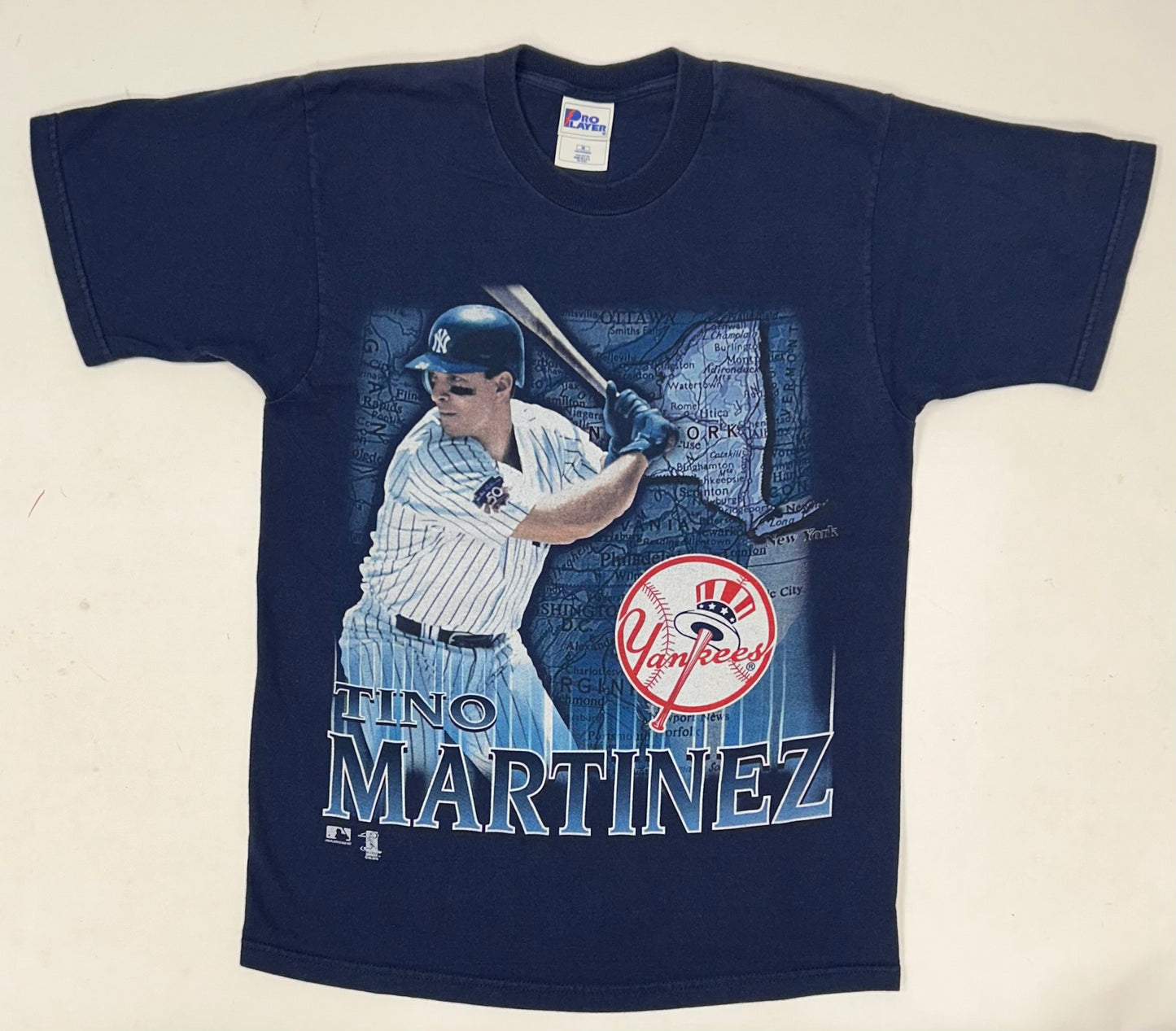 Vintage 90s Pro Player Tino Martinez New York Yankees MLB Baseball Tee Medium 19.5x28.5 Inches