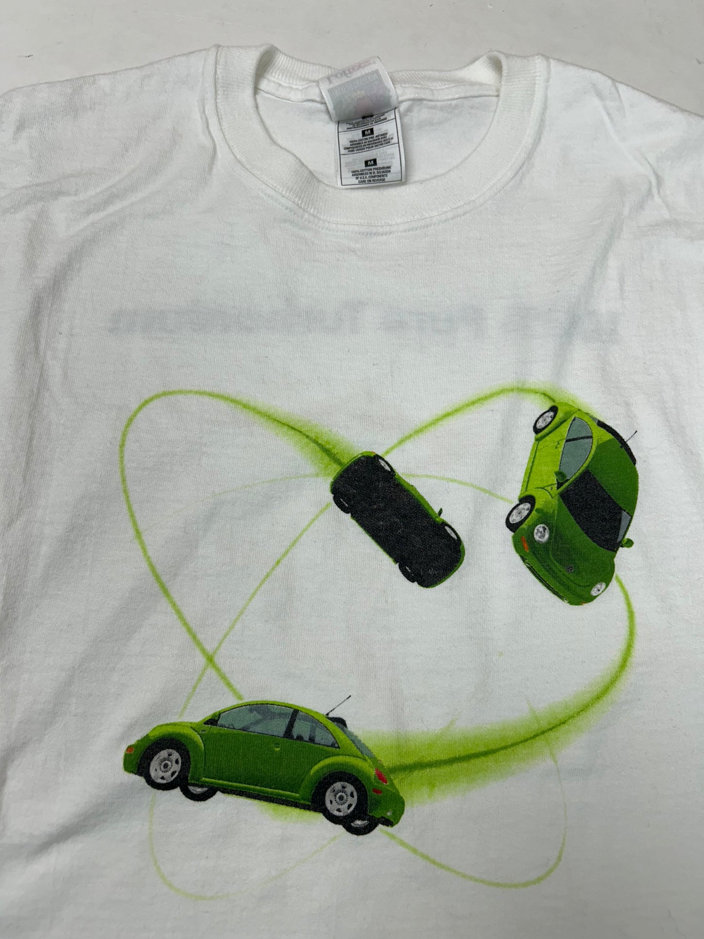 Vintage Volkswagen Beatle 100% Pure Turbonium Car Promo Tee Medium 19.75x27.5 Inches White