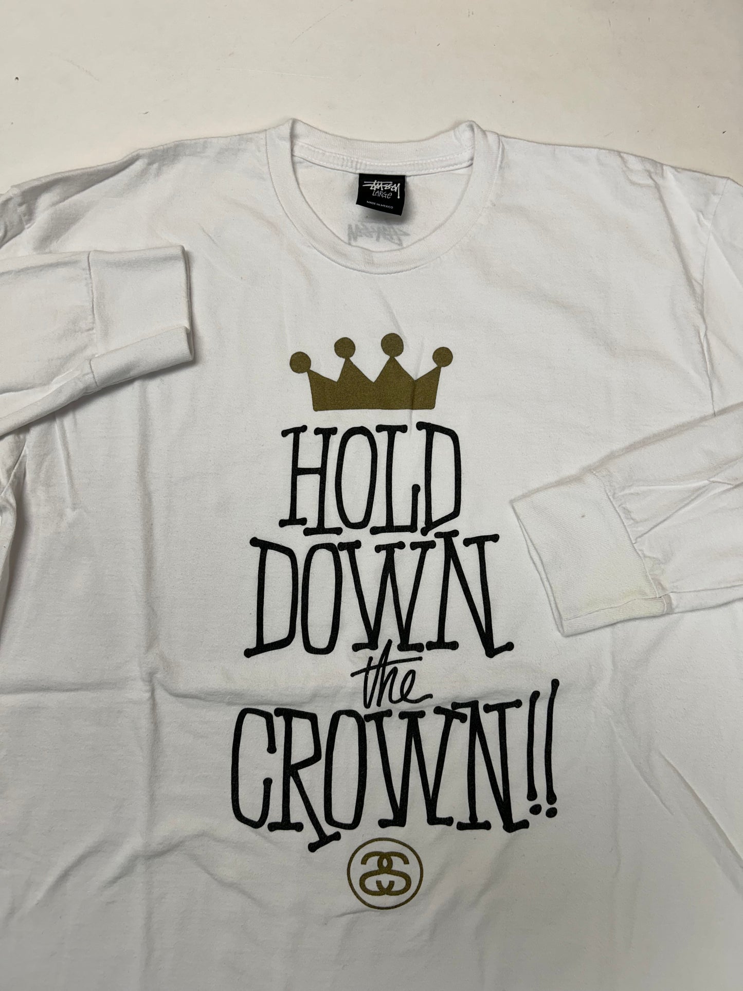 Vintage 00s Stüssy Hold Down The Crown Long Sleeve Tee Large 21x28 Inches