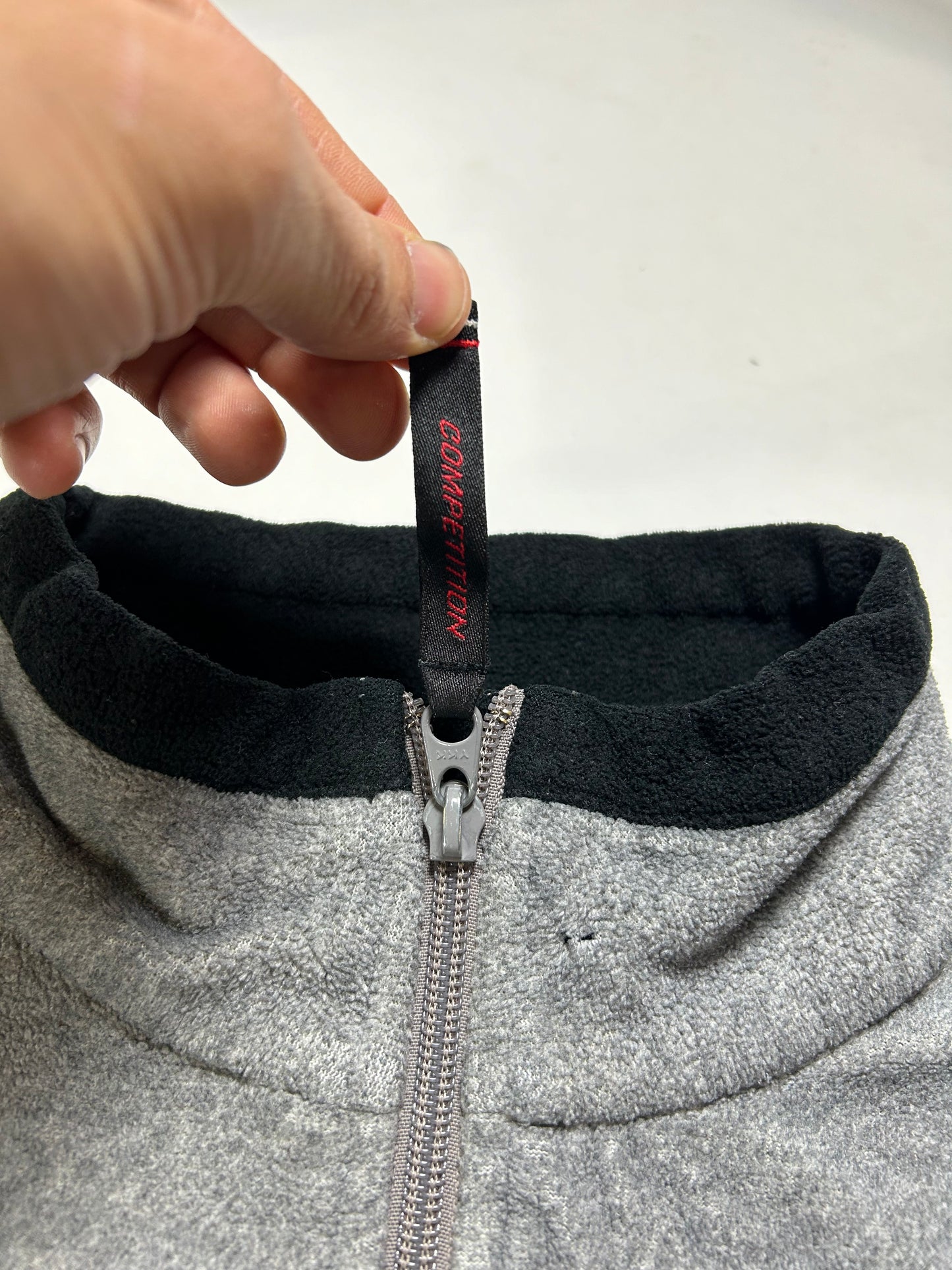 Vintage 90s Nautica Competition 1/4 Zip Fleece Pullover Made In USA Gray M/L Fit 24.25x27.5 Inches