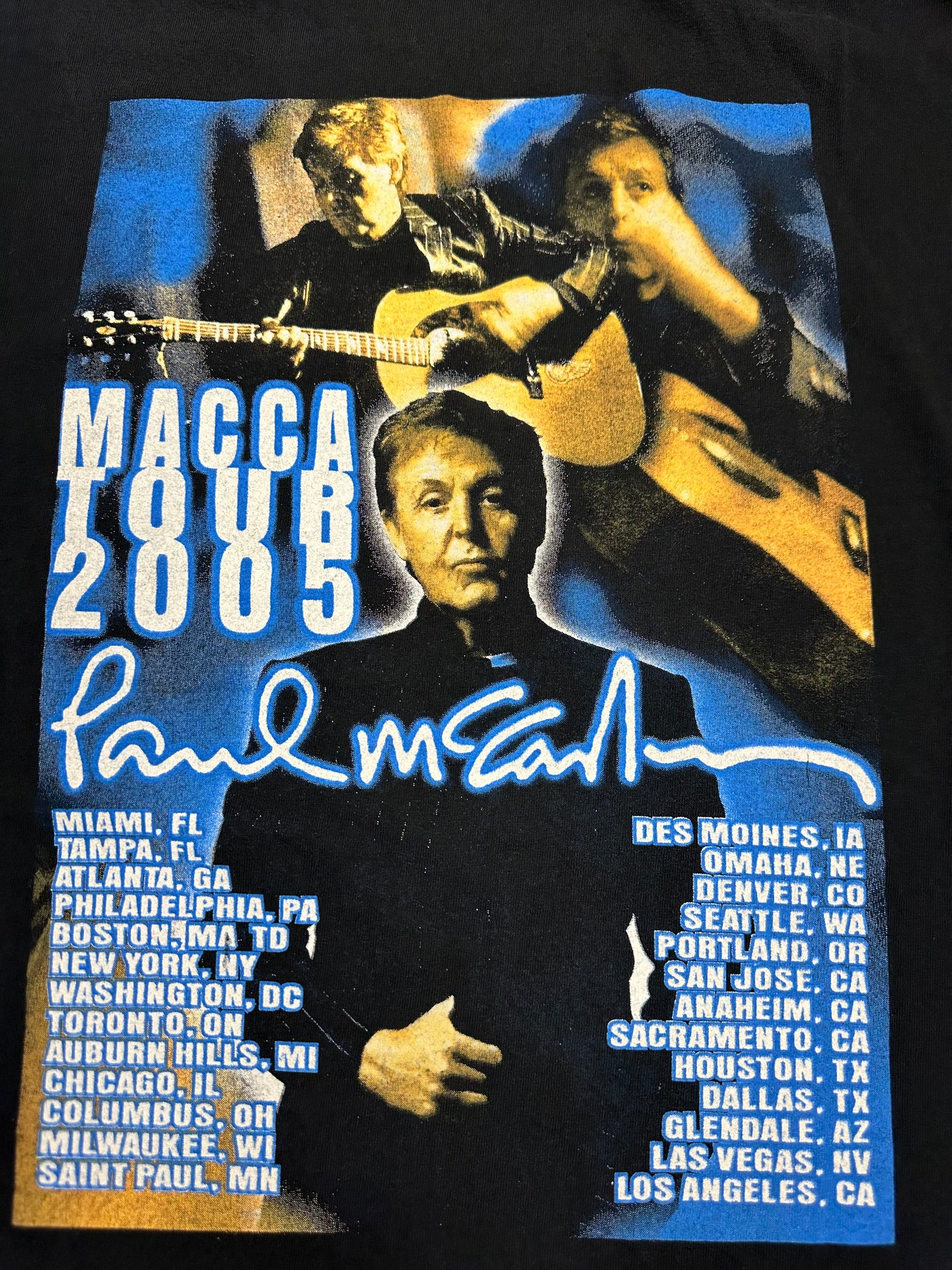 Vintage 2005 Paul McCartney Macca Tour Music Tee Parking Lot Shirt XL/L 22.5x28.75 Inches As Is