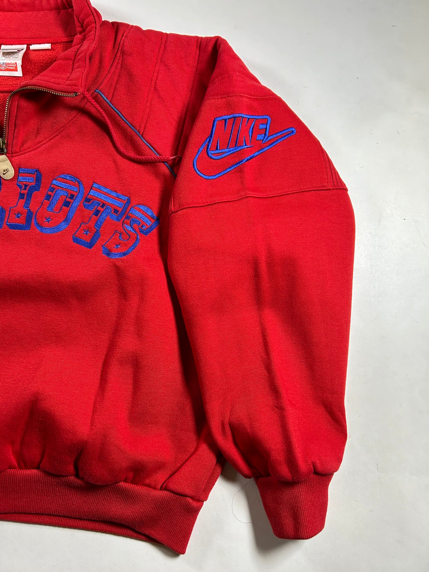 Vintage Nike NFL Quarter Zip Jacket New England Patriots Large 25.75x25.75 90s
