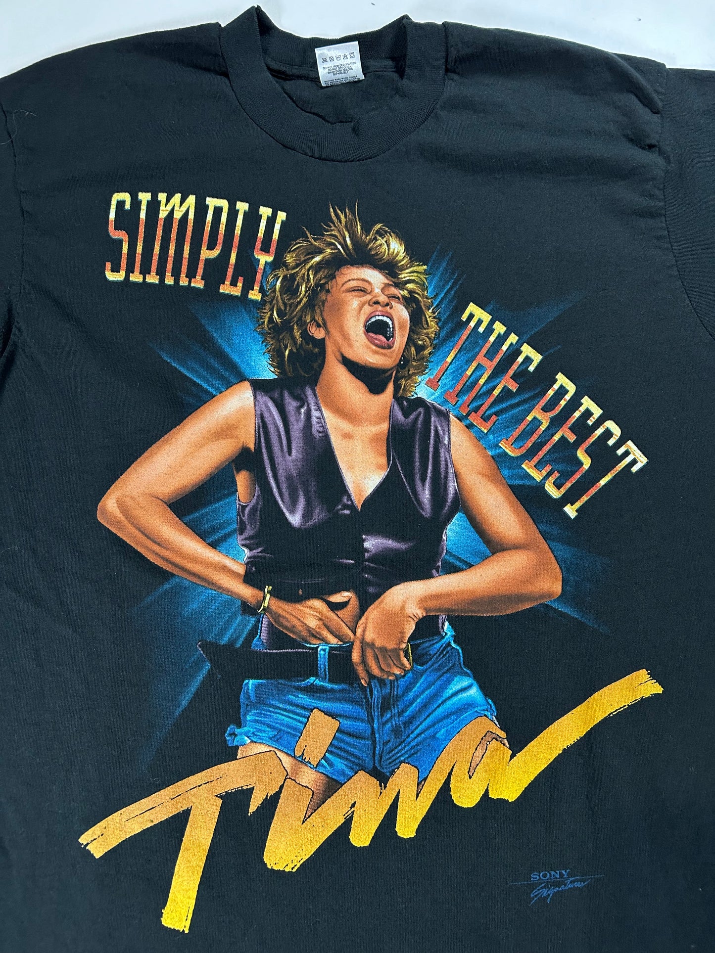 Vintage Tina Turner Simply The Best Sony Signatures Music Tee Large 21.25x31.5 Inches