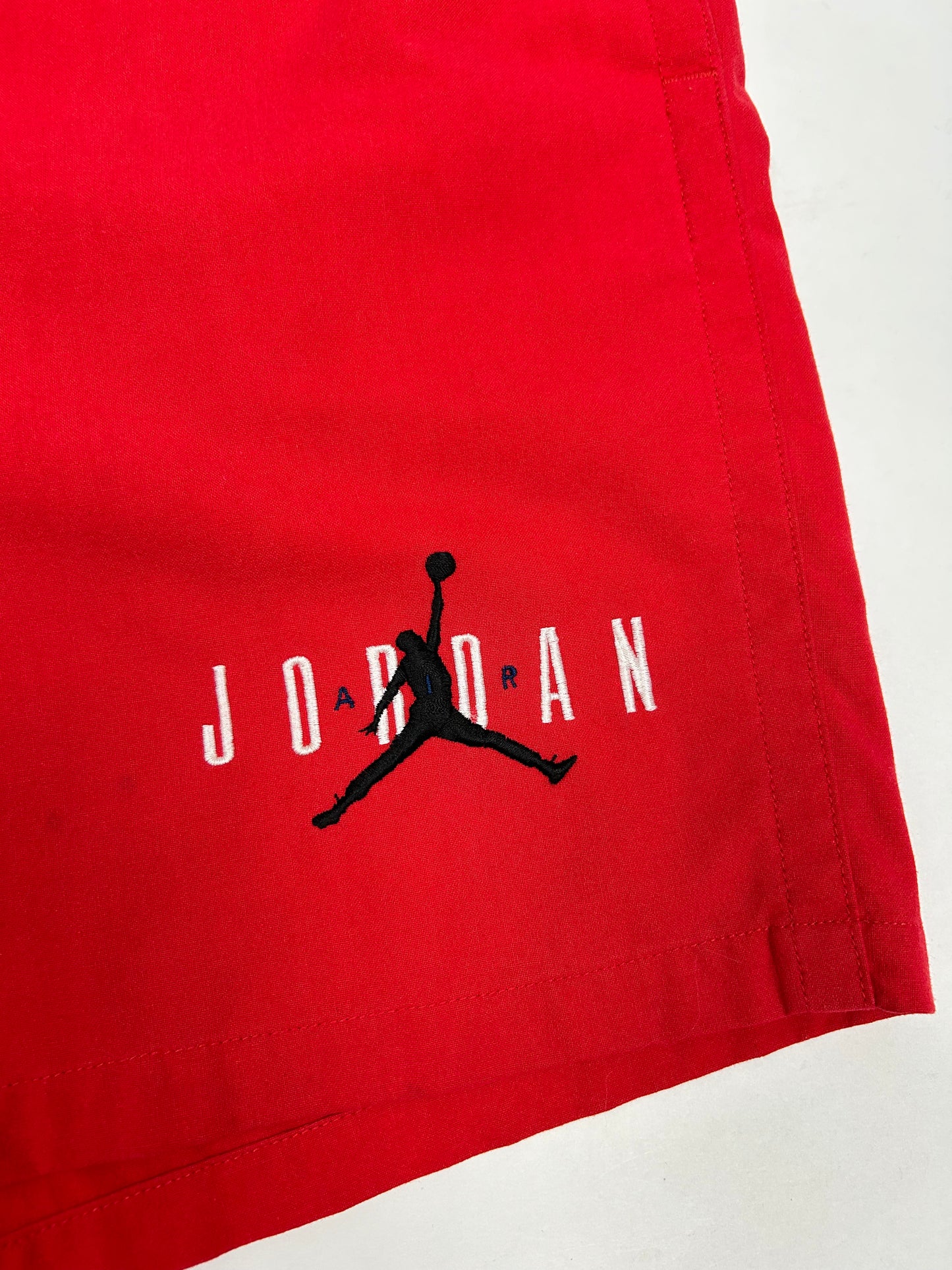 Vintage Nike Air Jordan 'Spellout Logo' Red Drawstring Shorts 1991 Rare Large Fit Big 21x20 Inches