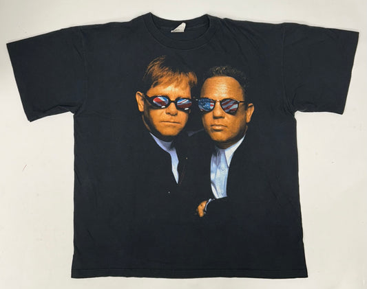 Elton John Billy Joel "Face to Face" Tour Black T-Shirt Vintage 1994 XL+ 25x29.25 Inches