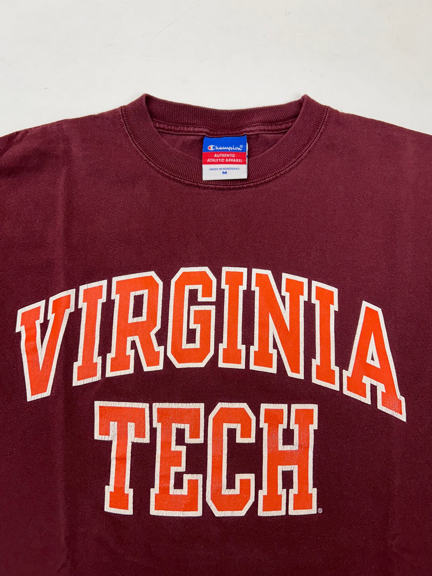 Vintage 00s Champion Virginia Tech College Tee Medium/Small Fit 19x28.5 Inches