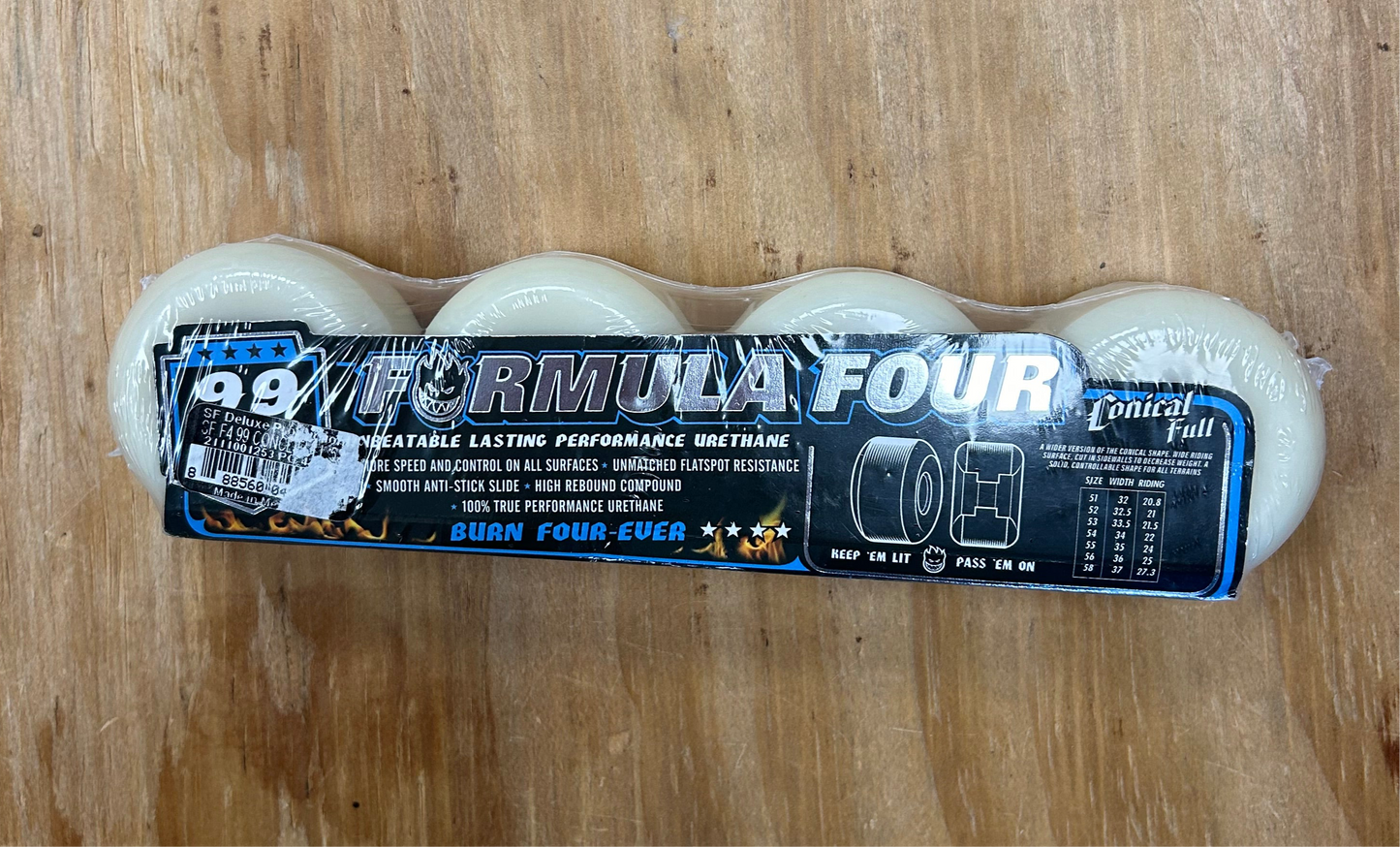 Spitfire Formula 4 Conical Full 99 Duro 53 MM White/Blue Wheel