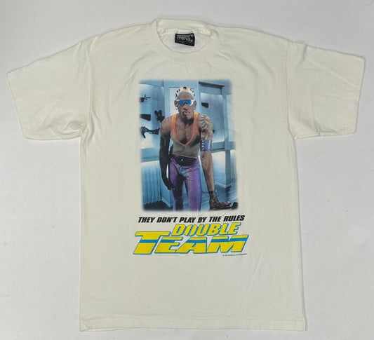 Vintage 1997 Dennis Rodman Double Team Movie Promo Action Movie Shirt Rare Large 21.25x29.25 Inches White
