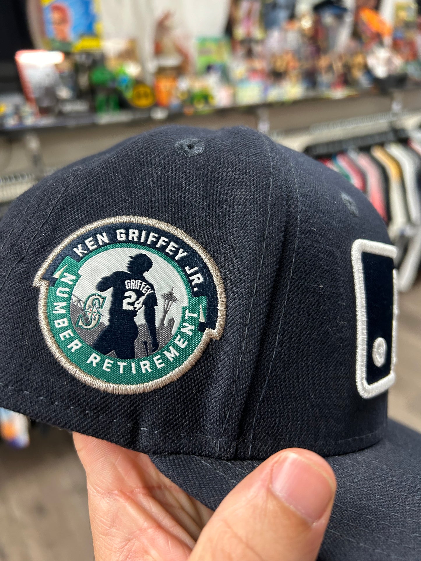 New Era 59Fifty Ken Griffey Jr. Seattle Mariners MLB Tribute Number Retirement Fitted Hat 7 1/8 As Is