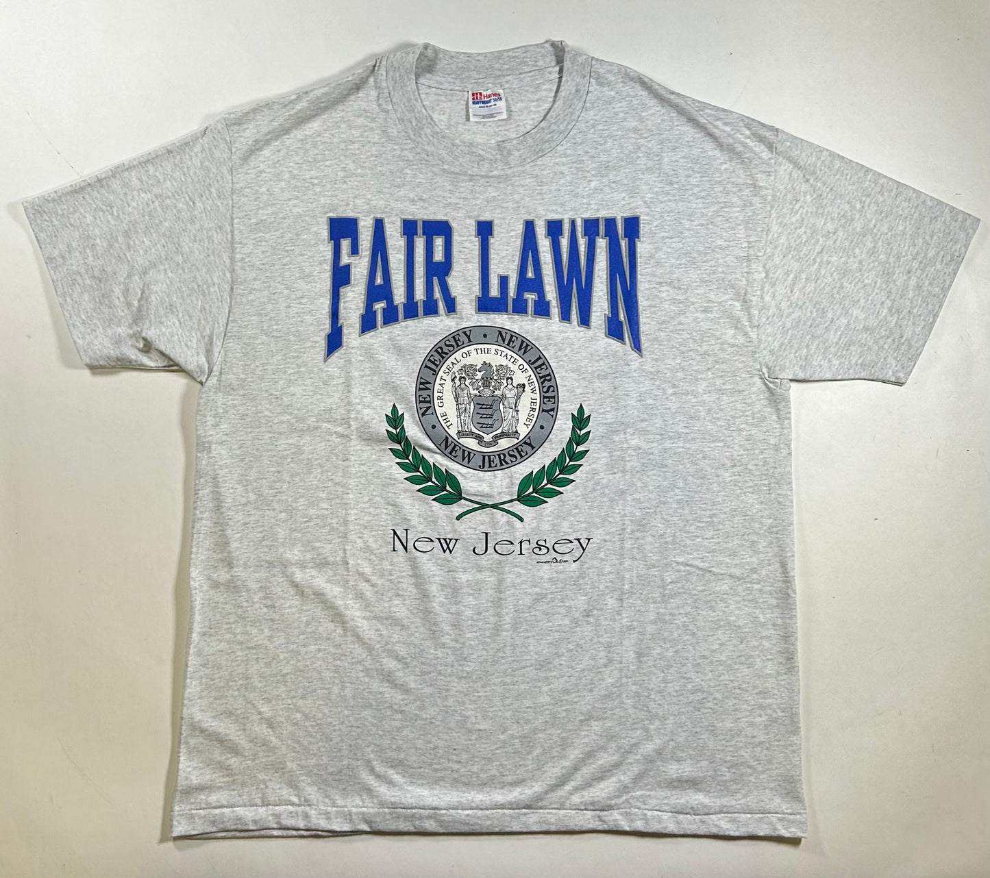 Vintage 1995 Fair Lawn New Jersey Town Tee XL 24.5x31.5 Inches Gray