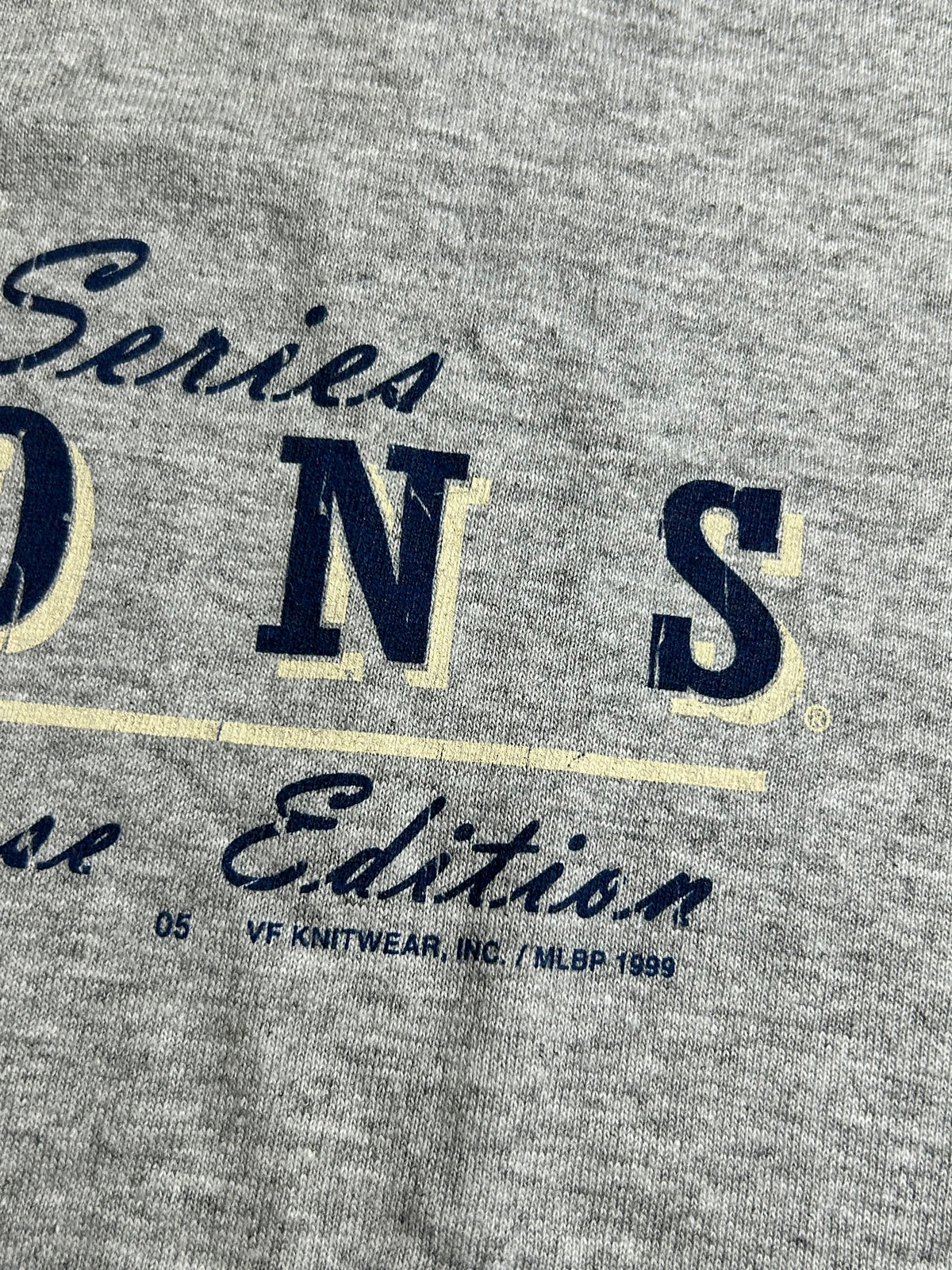 DS Brand New Old Stock Vintage Lee Sport New York Yankees 1999 MLB World Series Champions Official Clubhouse Edition Tee Gray Large 22.5x31.5 Inches