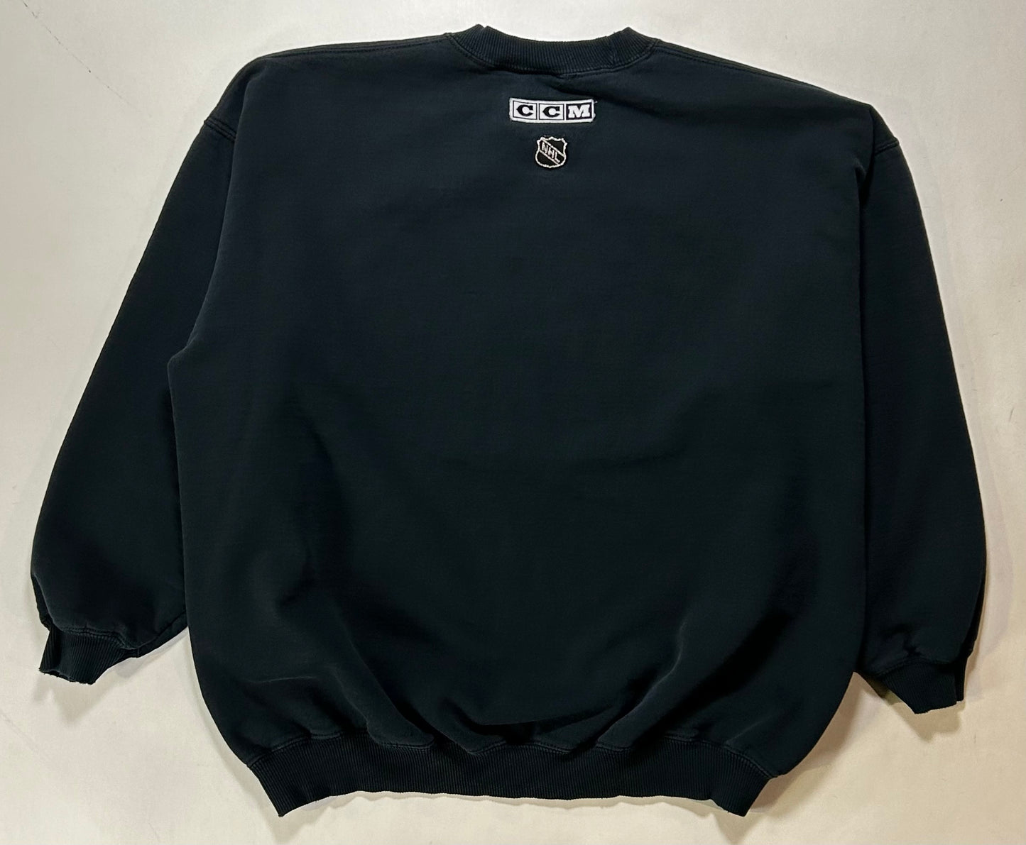 Vintage CCM Minnesota Wild NHL Crewneck Sweatshirt 2000s Black Worn In XL/L Fit 26x28.25 Inches