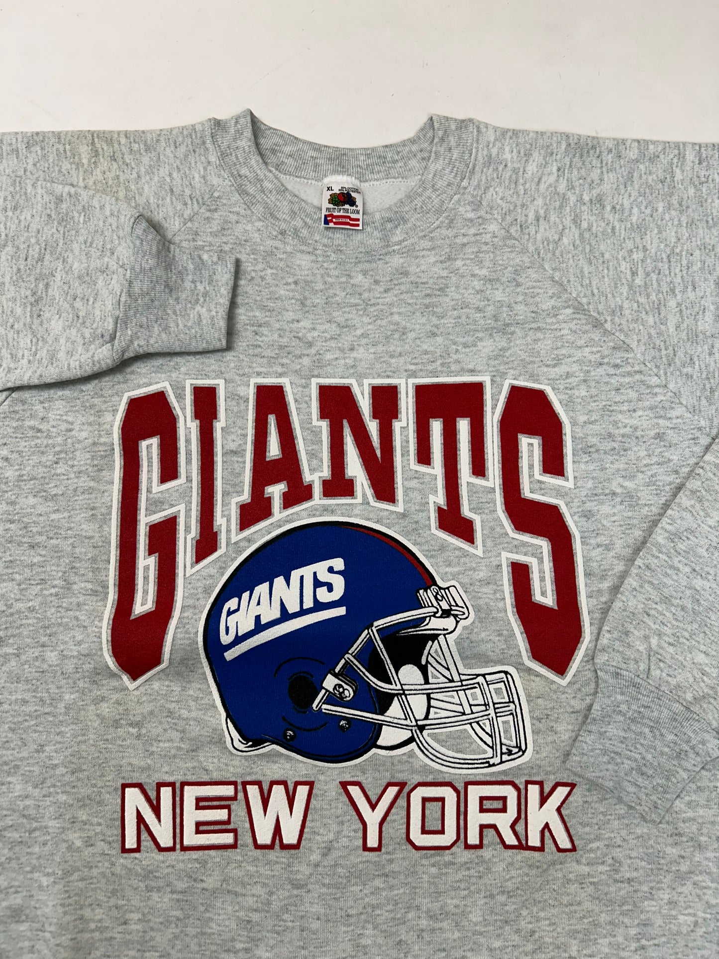 Vintage 90s New York Giants NFL Crewneck Sweatshirt Raglan L/XL Fit 24.25x29.5 Inches