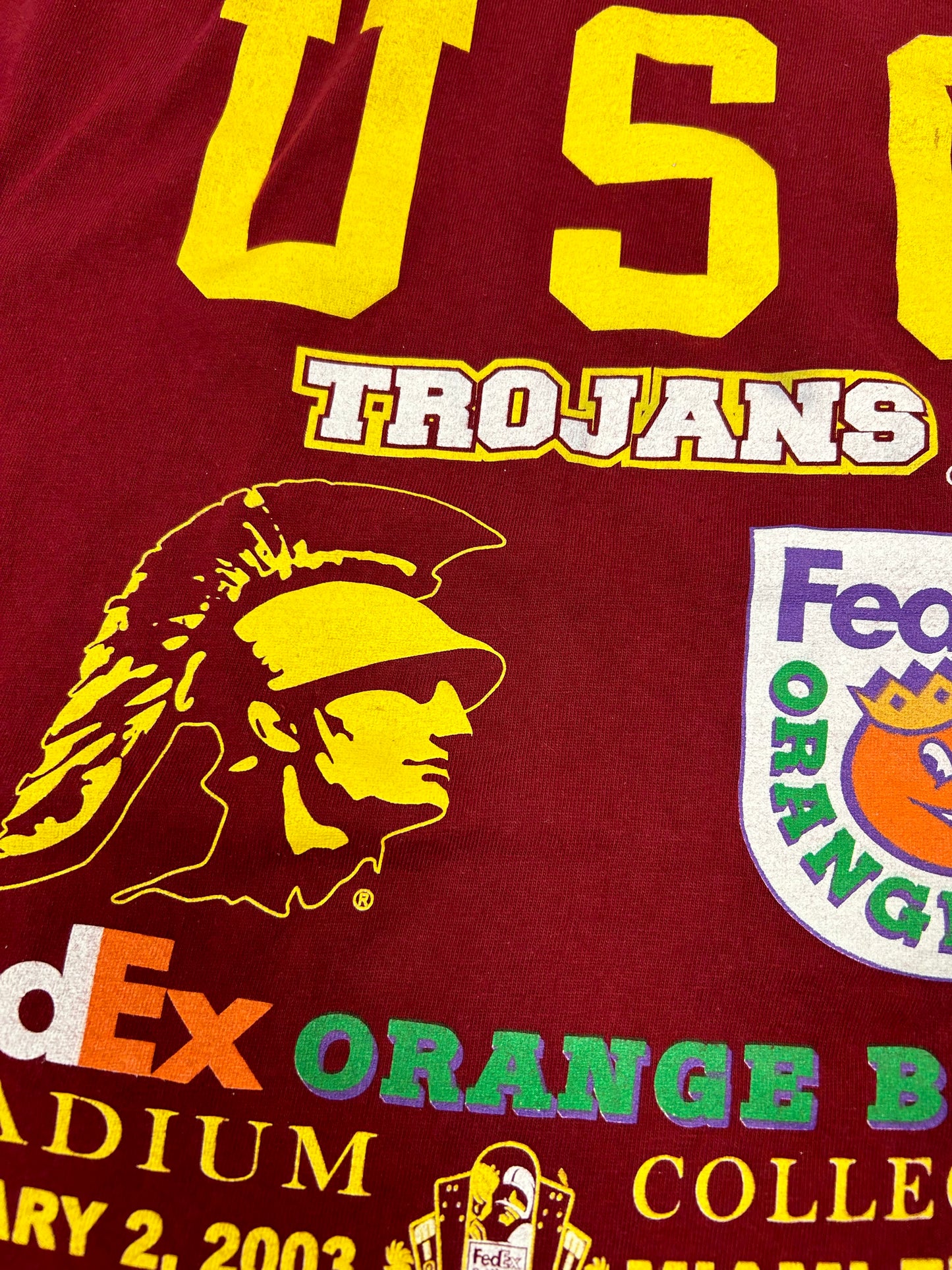 Vintage USC Trojans 2003 FedEx Orange Bowl Championship College Football Tee XL.