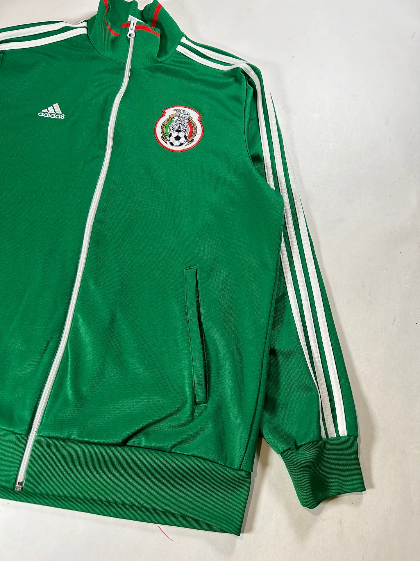 2013 Adidas Mexico National Team Soccer Green White Track Jacket Large 22.25x28.5 Inches