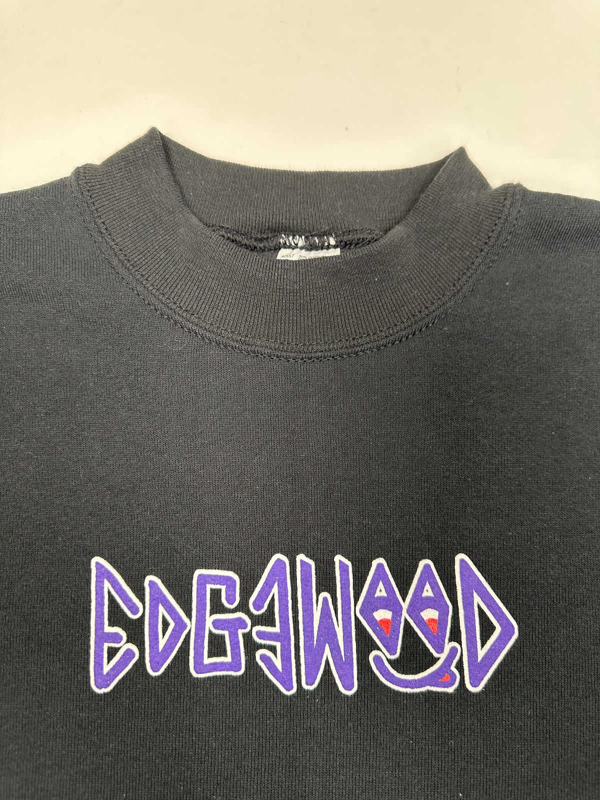 Edgewood NJ “Deeper Than The Roots.” First Edition Crewneck Sweatshirt Tagged Small 90s Fruit 50/50 Blend Made In USA Black