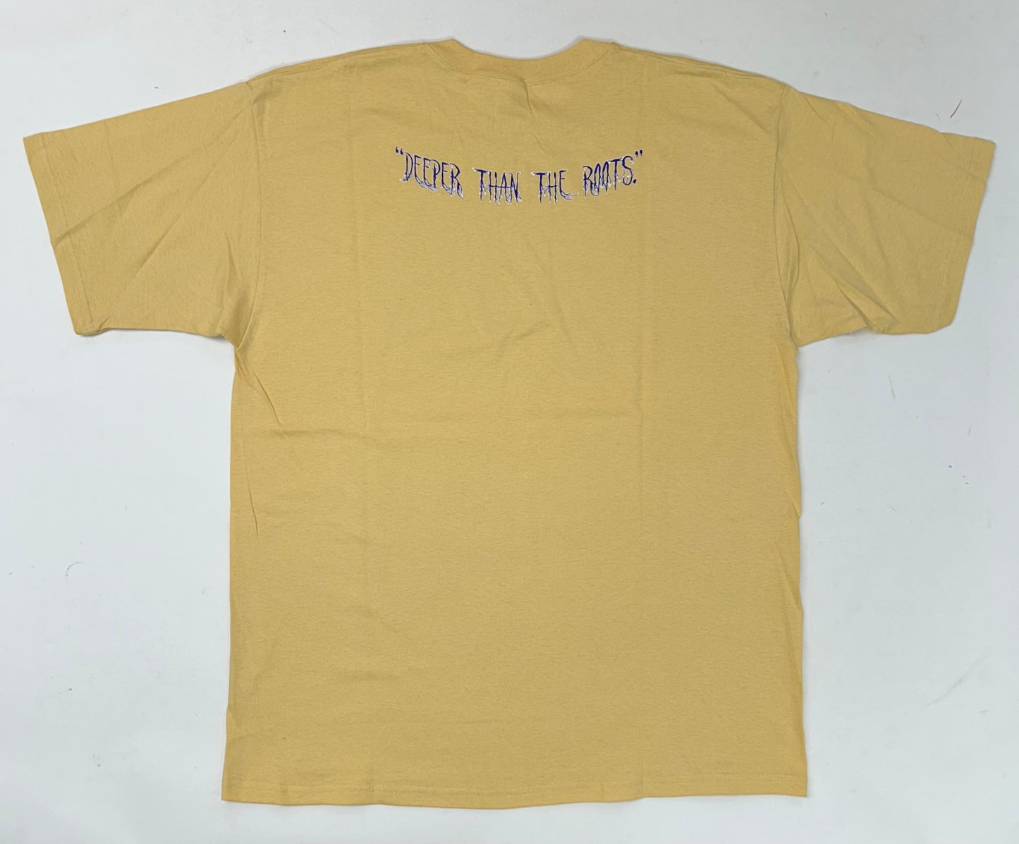 Edgewood NJ first edition “Deeper Than The Roots.” Tee XL 24.5x32 Inches 00s Gildan 100% Cotton Honduras  Made Sand Tanish Color