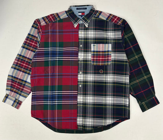 Vintage Tommy Hilfiger Multicolored Plaid Button Down Shirt Crest 90s L