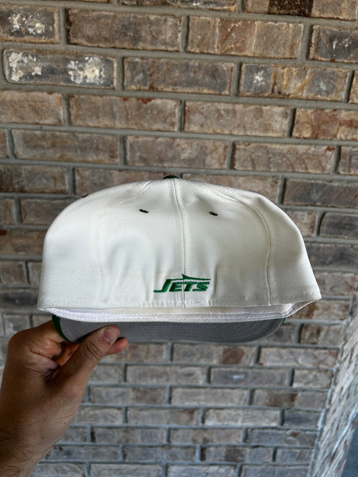 Vintage New York Jets Logo Spell Out NFL Fitted Hat 7 1/8 Double Logo Annco USA