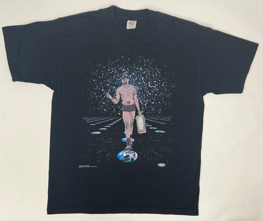 Vintage Dennis Rodman MTV World Tour Walking Rare Graphic Promo Tee 1996 XL 23x30.5 Inches