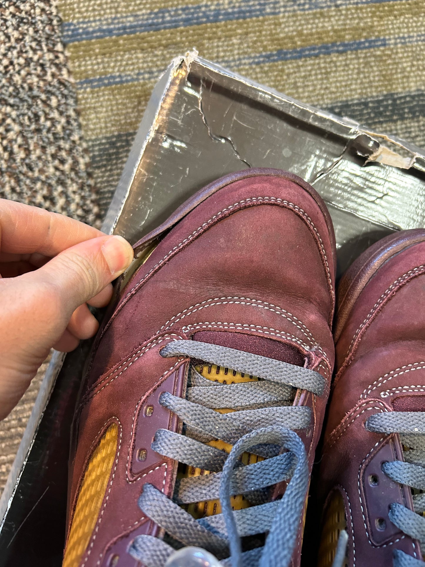 Air Jordan 5 Retro LS Burgundy Size 10 2006 Need Sole Swapping As Is Rep Box