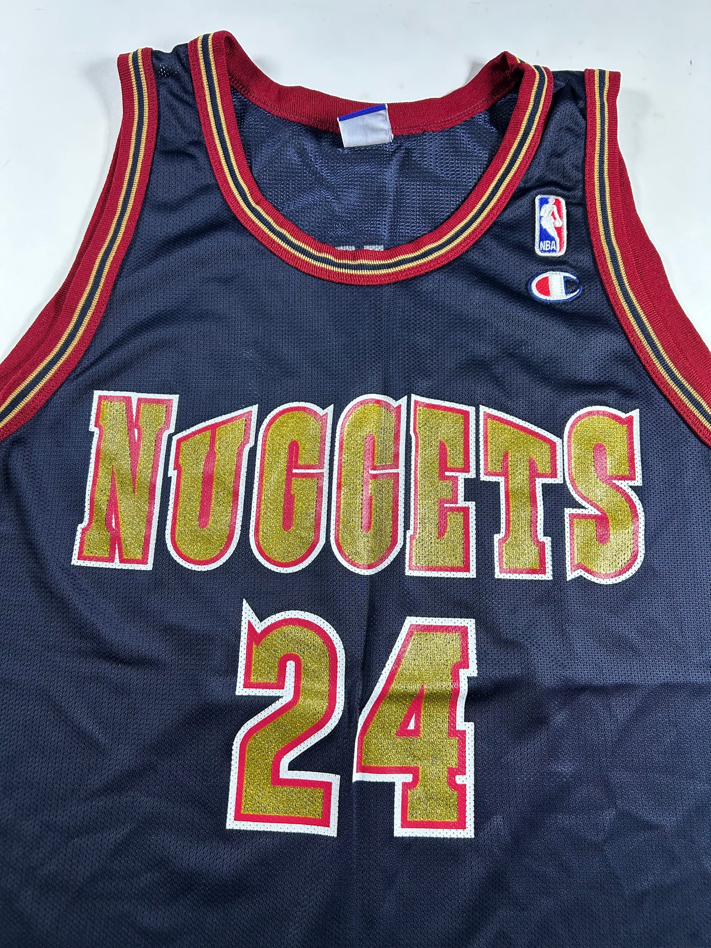 Vintage 90s Champion Denver Nuggets Antonio McDyess NBA Jersey 44 Large 22.75x30.75 Inches