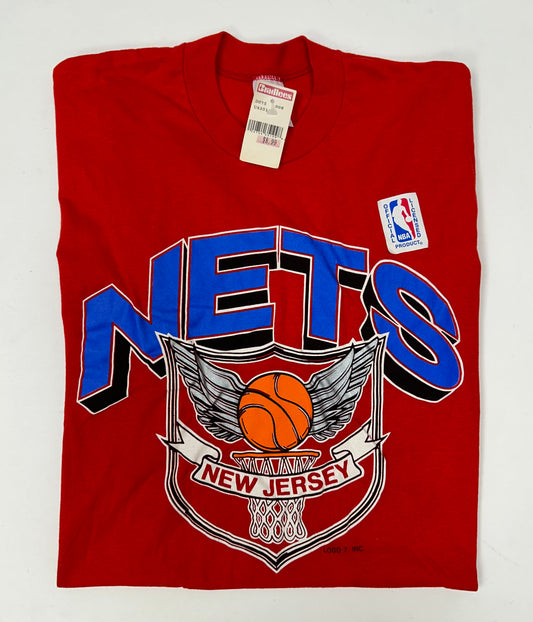 Vintage New Jersey Nets NBA T-shirt Logo 7 80s Dead Stock Brand New With Tag L/M Fit 21.5x30.75 Inches