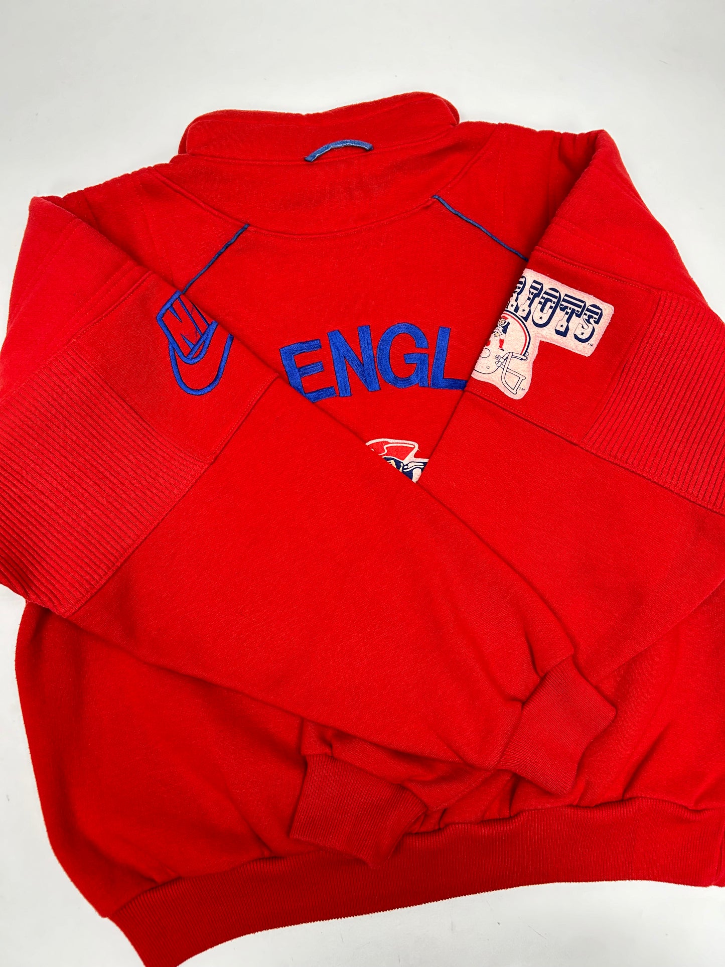 Vintage New England Patriots NFL Nike 1/4 Zip Pullover Sweatshirt Tagged Medium 24.5x25 Inches 80s