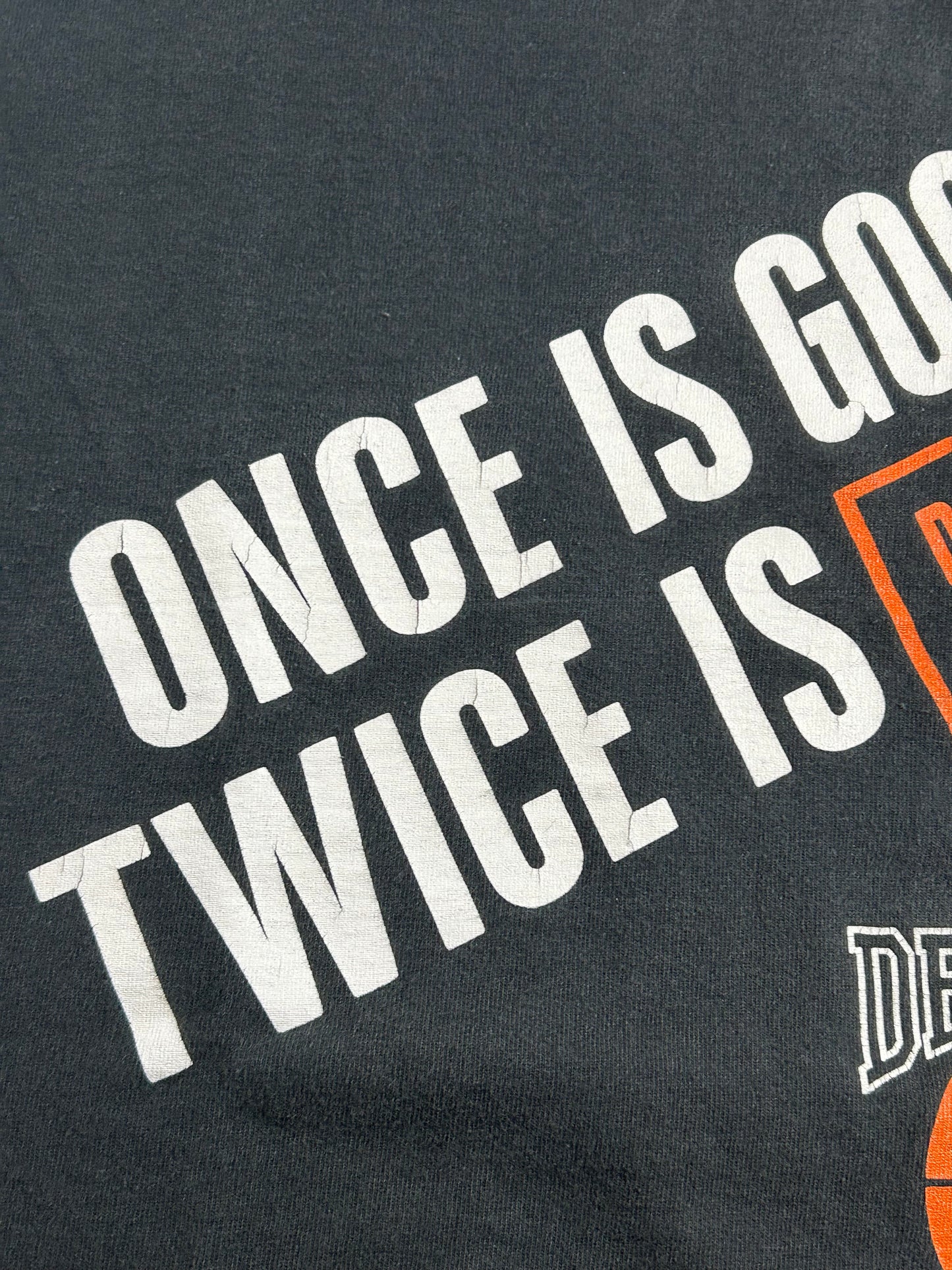 Vintage 1990 Detroit Pistons Bad Boys Twice Is Bad Detroit Bad Boys Championship Tee XL 23x30.75 Inches As Is