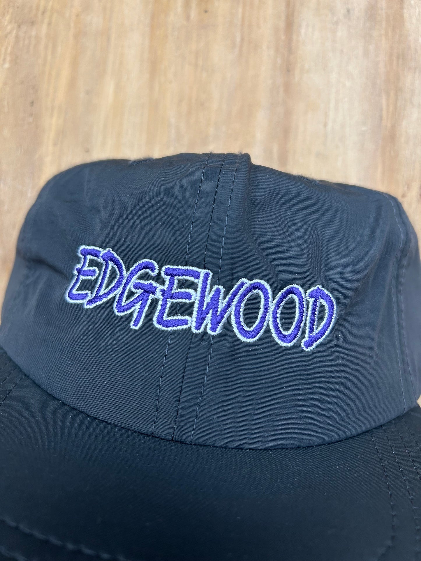 Edgewood NJ Team Spell Out Logo 6 Panel Nylon Adjustable Clip Hat Washed Black