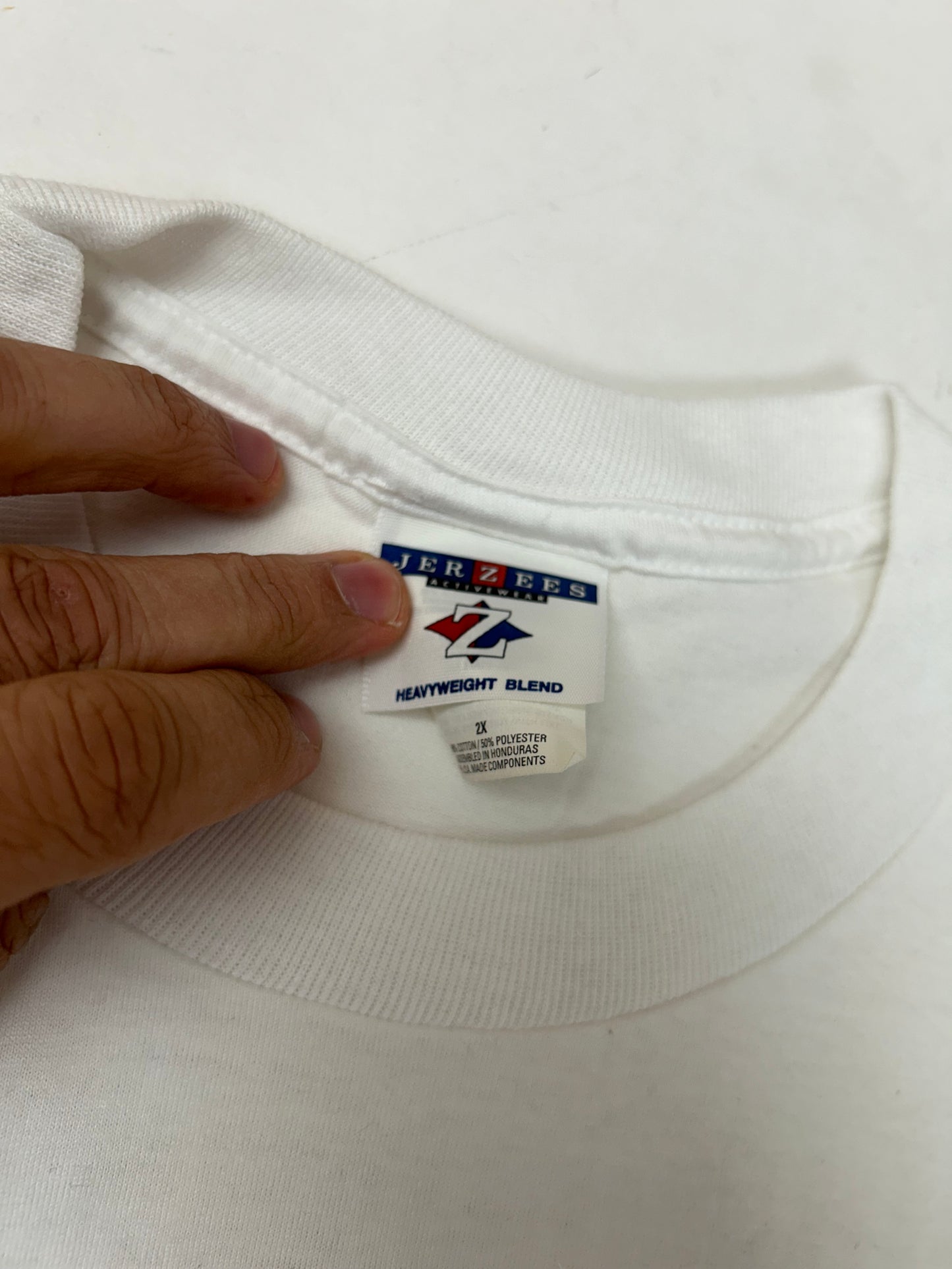 Edgewood NJ first edition “Deeper Than The Roots.” Tee 2XL  Jerzees Tag 50/50 Blend Honduras White