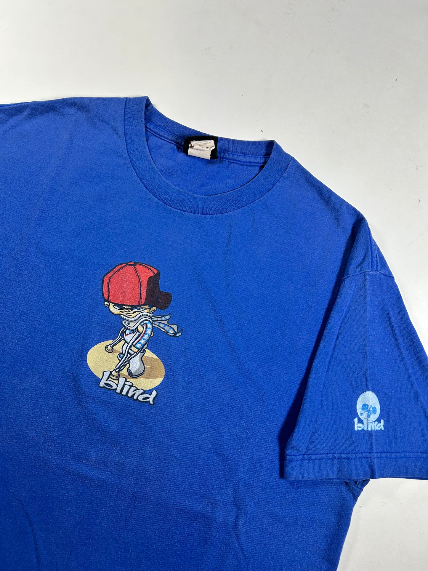 Vintage Blind Skateboards Josh Kasper Stunt Man Graphic Skate Tee Large Made In USA 2001