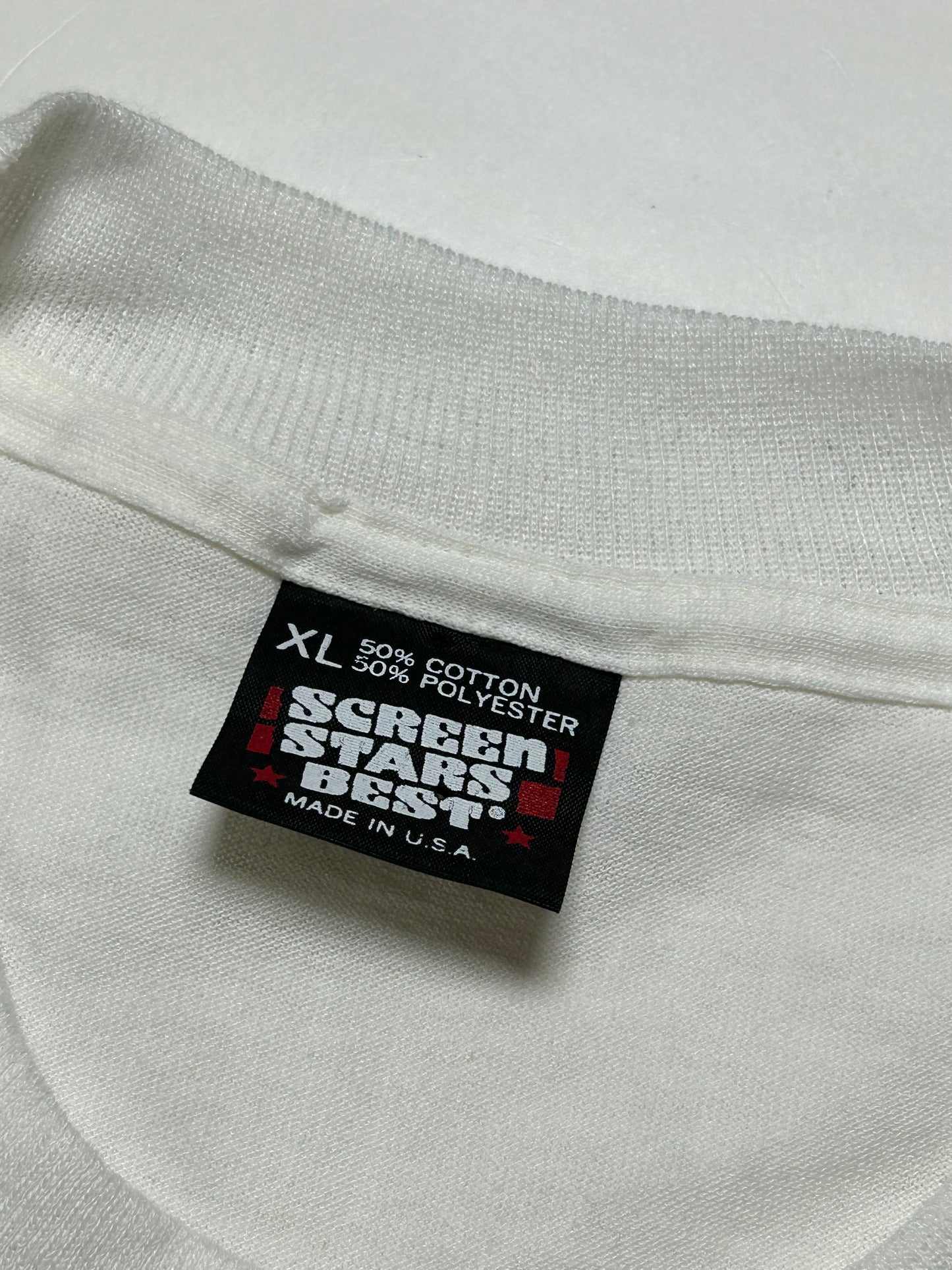 Vintage 90s Z100 Read My Finger New York Music Radio Promo T-Shirt XL 22.75x30.75 Inches Screen Stars Best Tag White