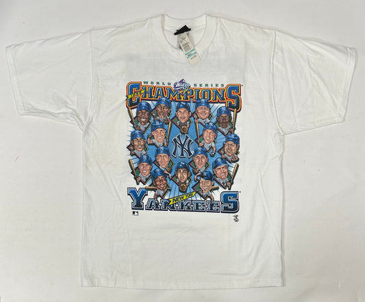 New York Yankees Caricature 1999 World Series Champions Tee Tagged Size Large 22.75x30.75 Inches New With Tag