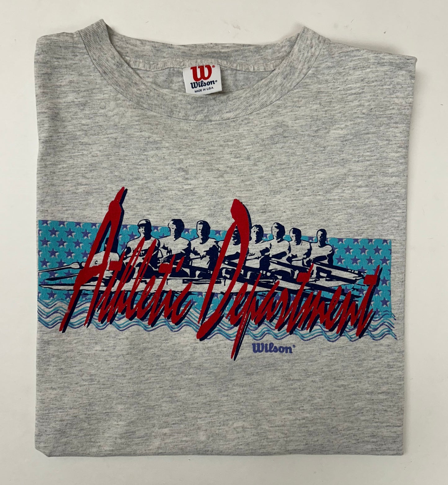 Vintage 90s Wilson Athletic Department Rowing Crew Tee Size 21x30.25 Inches Tagged Large USA