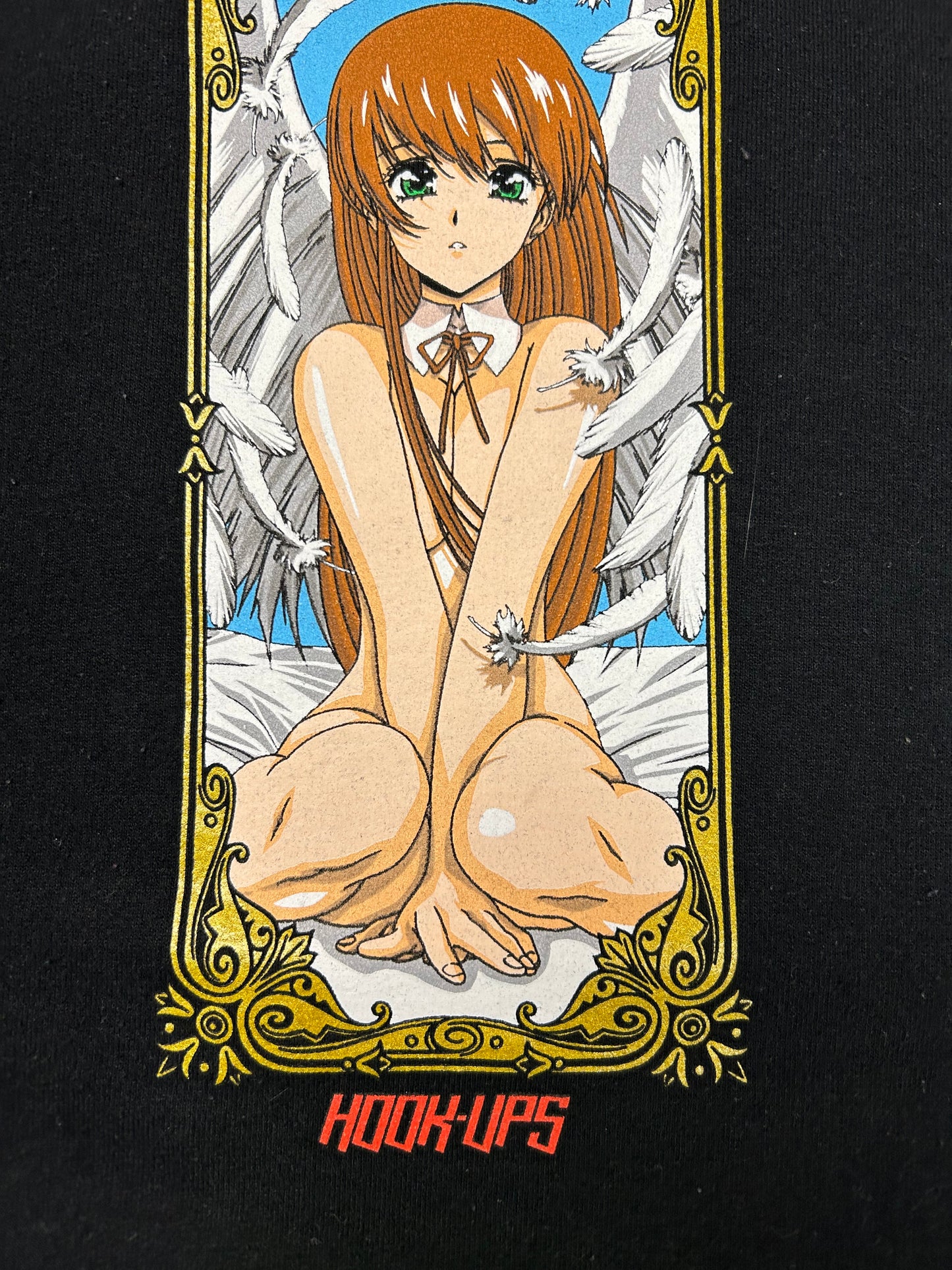 Hook-Ups Angel Girl Hooded Sweatshirt Hook Ups Skateboards Anime Hoodie Large 24.25x27.25 Inches