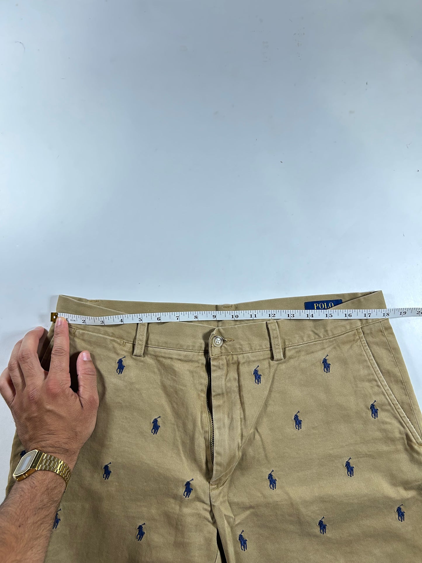 Polo Ralph Lauren All Over Pony Chino Shorts Khaki Classic Fit 9” 35 18x20.75/21 Inches