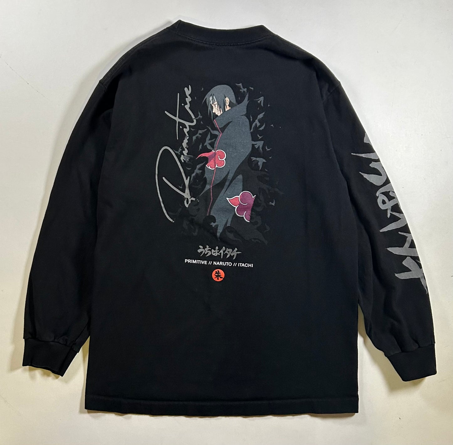 Primitive Naruto Itachi Long Sleeve Shirt Size Medium 19.5x27.5 Inches Black Skateboard Anime
